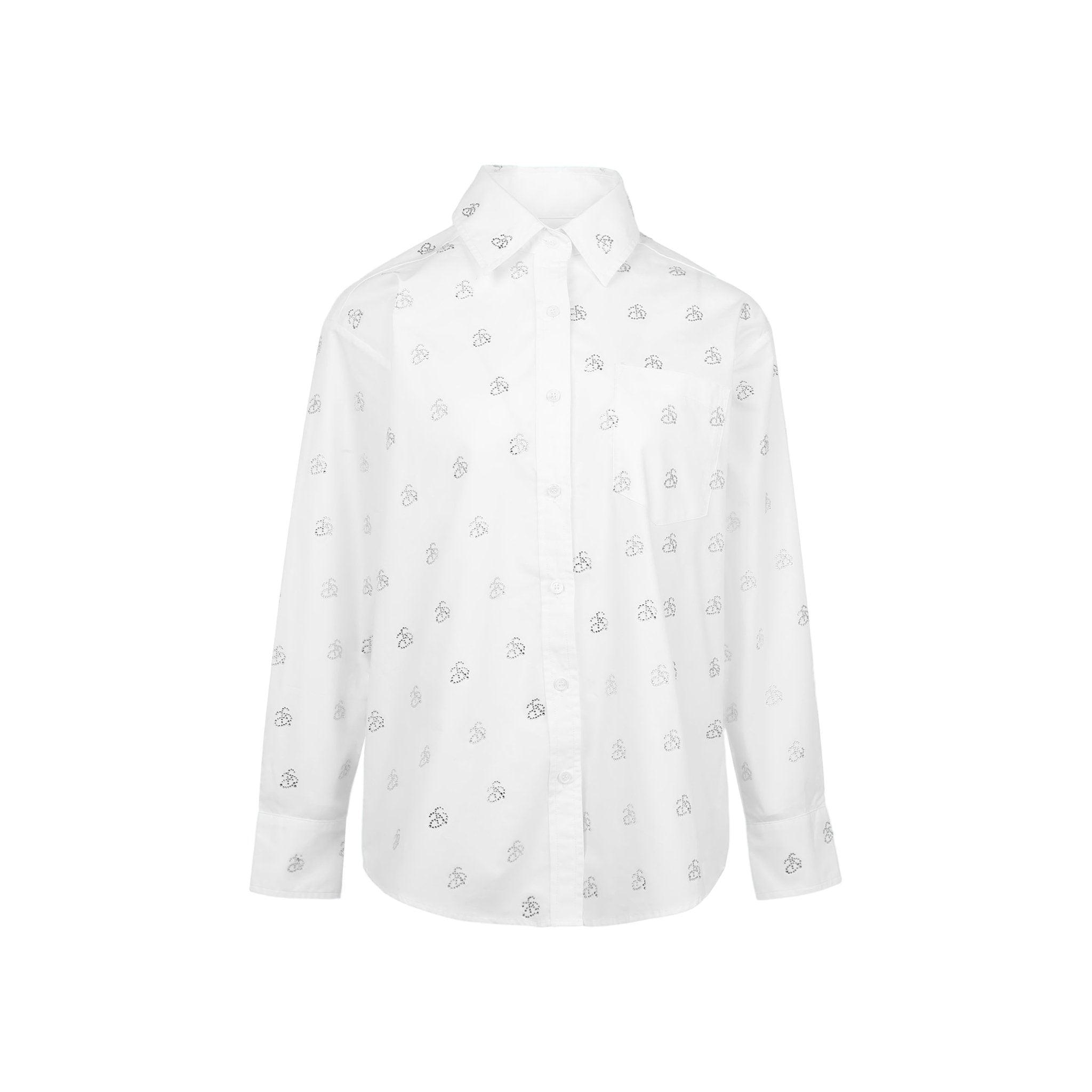 ANN ANDELMAN White Rhinestone Shirt | MADA IN CHINA