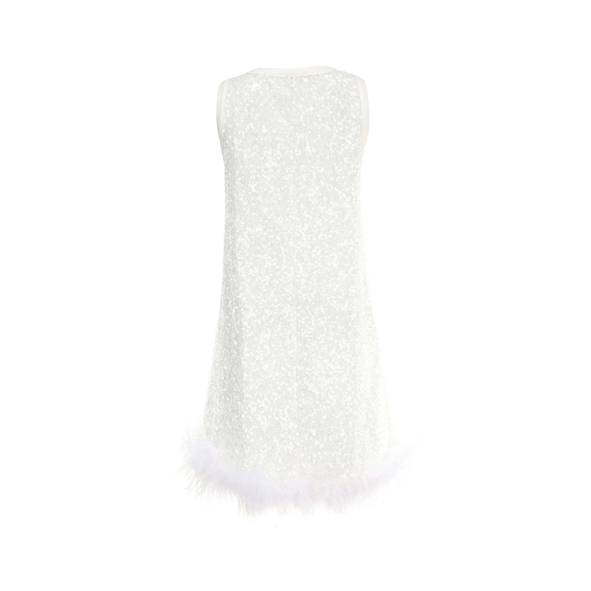 ARTE PURA White Sequined Fur Sundress | MADA IN CHINA