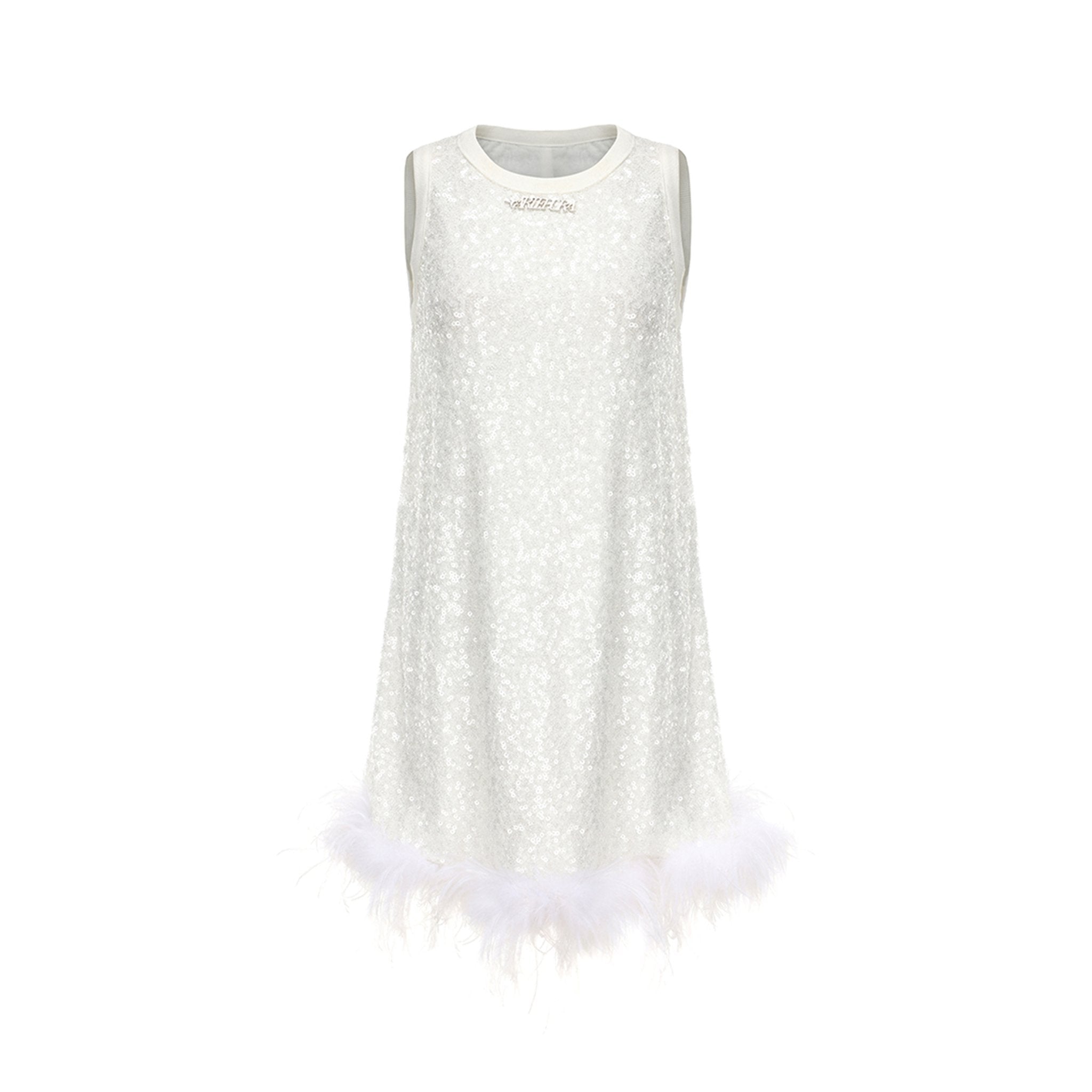 ARTE PURA White Sequined Fur Sundress | MADA IN CHINA