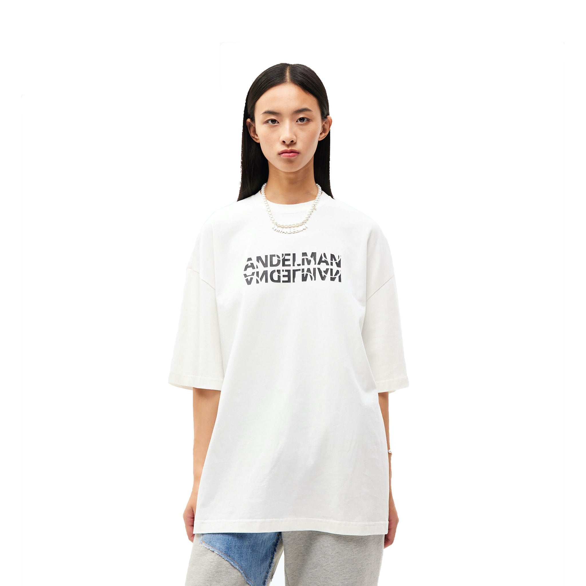 ANN ANDELMAN White Shadow Logo T-Shirt | MADA IN CHINA