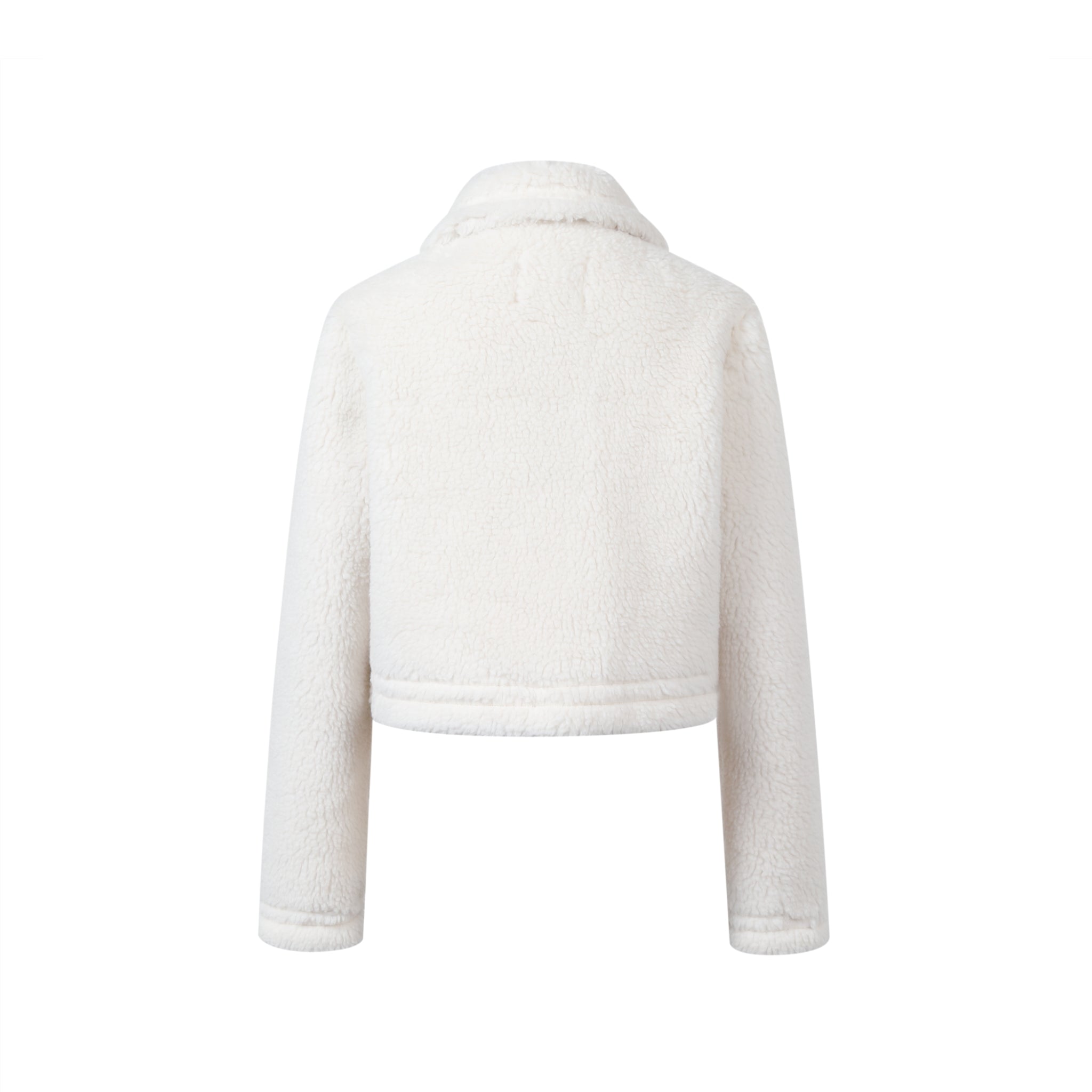 THREE QUARTERS White Short Faux Shearling Jacket | MADA IN CHINA