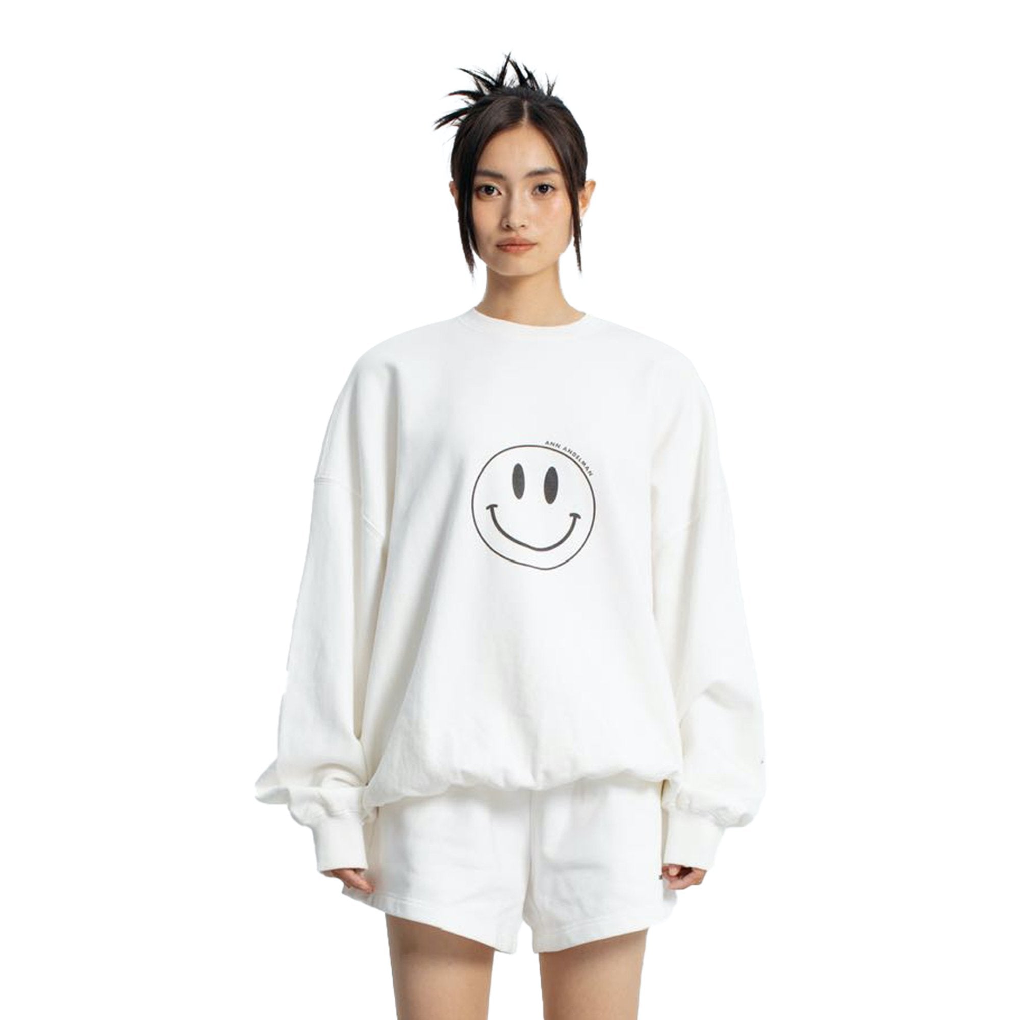 ANN ANDELMAN White Smiley Face Sweater | MADA IN CHINA