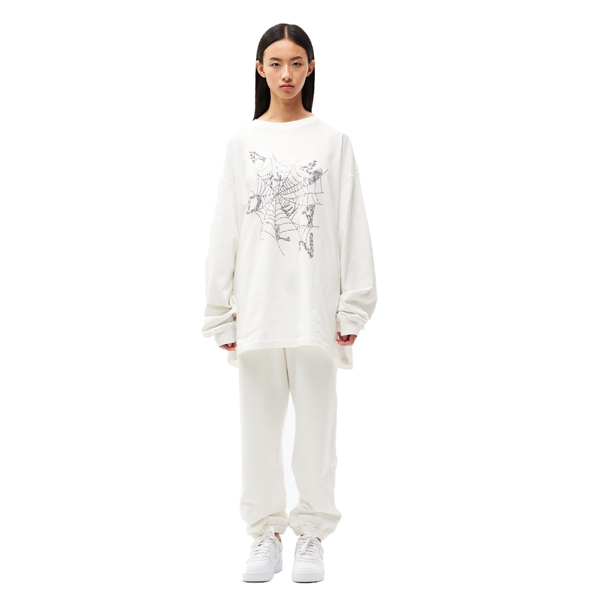 ANN ANDELMAN White Spider Net Diamond Joggers | MADA IN CHINA