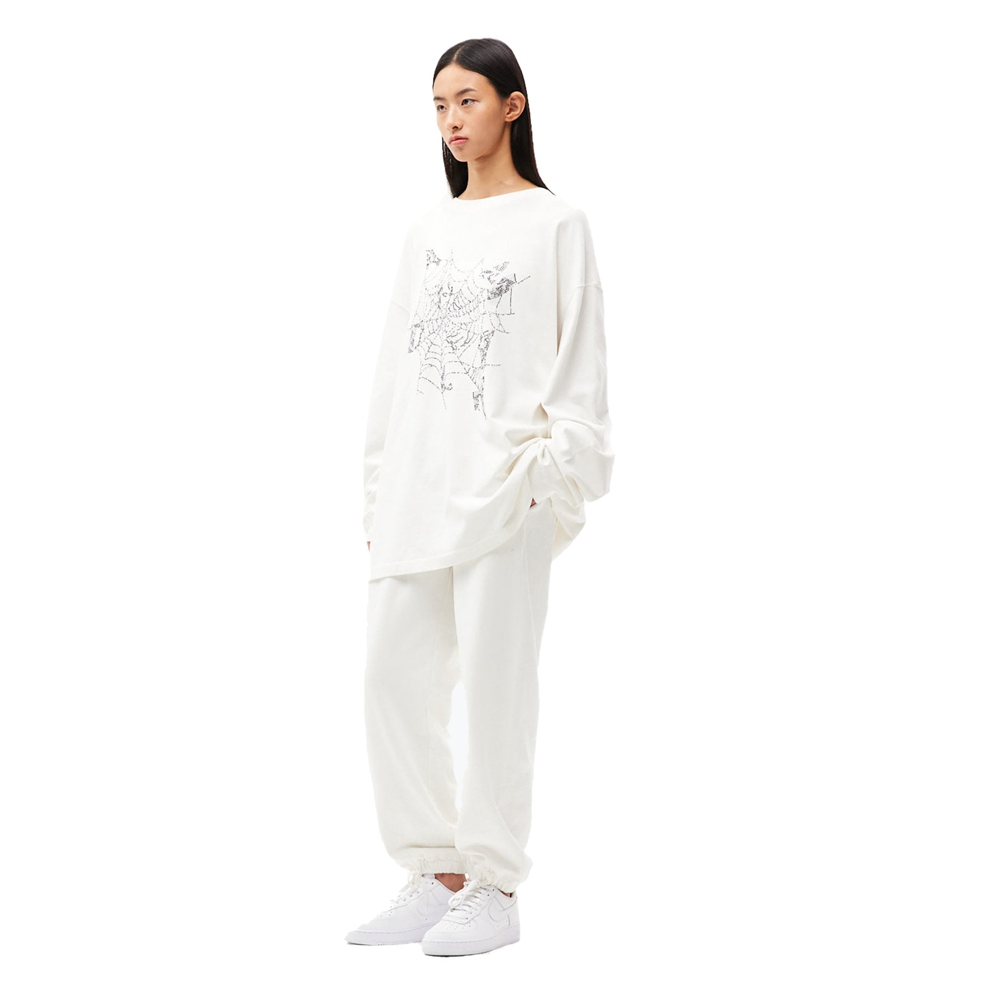 ANN ANDELMAN White Spider Net Diamond Joggers | MADA IN CHINA