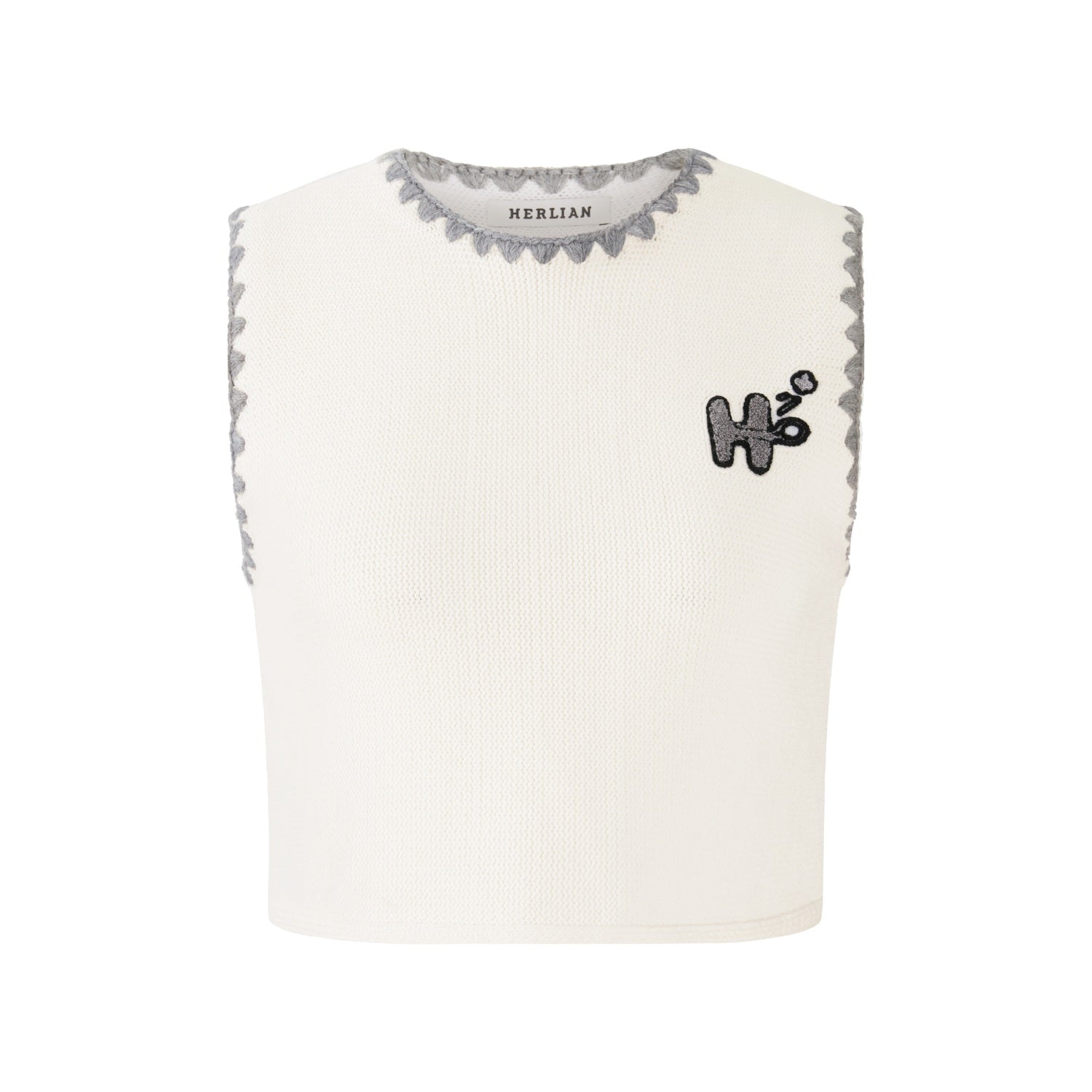 HERLIAN White Stitched Knit Vest | MADA IN CHINA