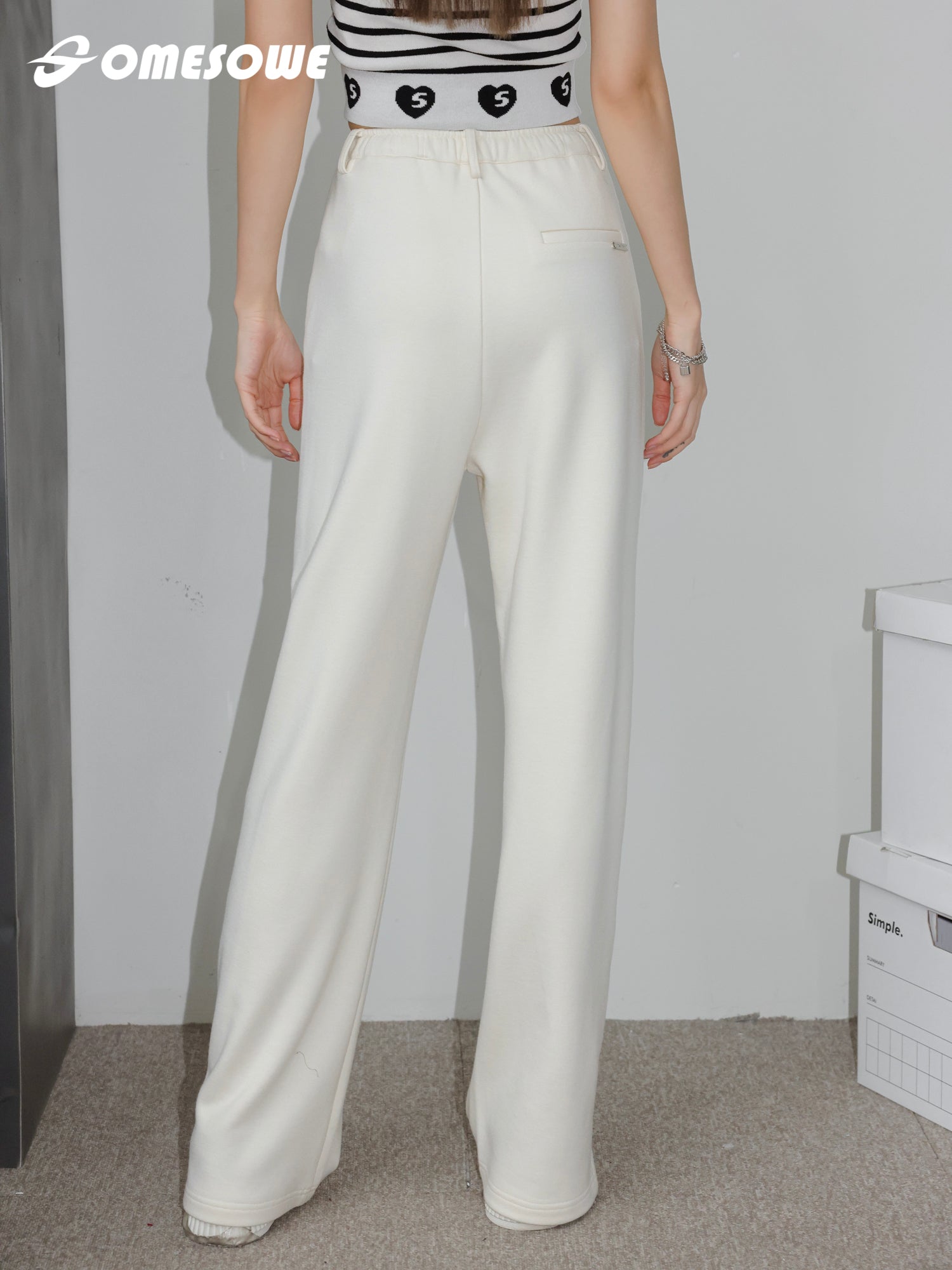 SOMESOWE White Straight Pants | MADA IN CHINA