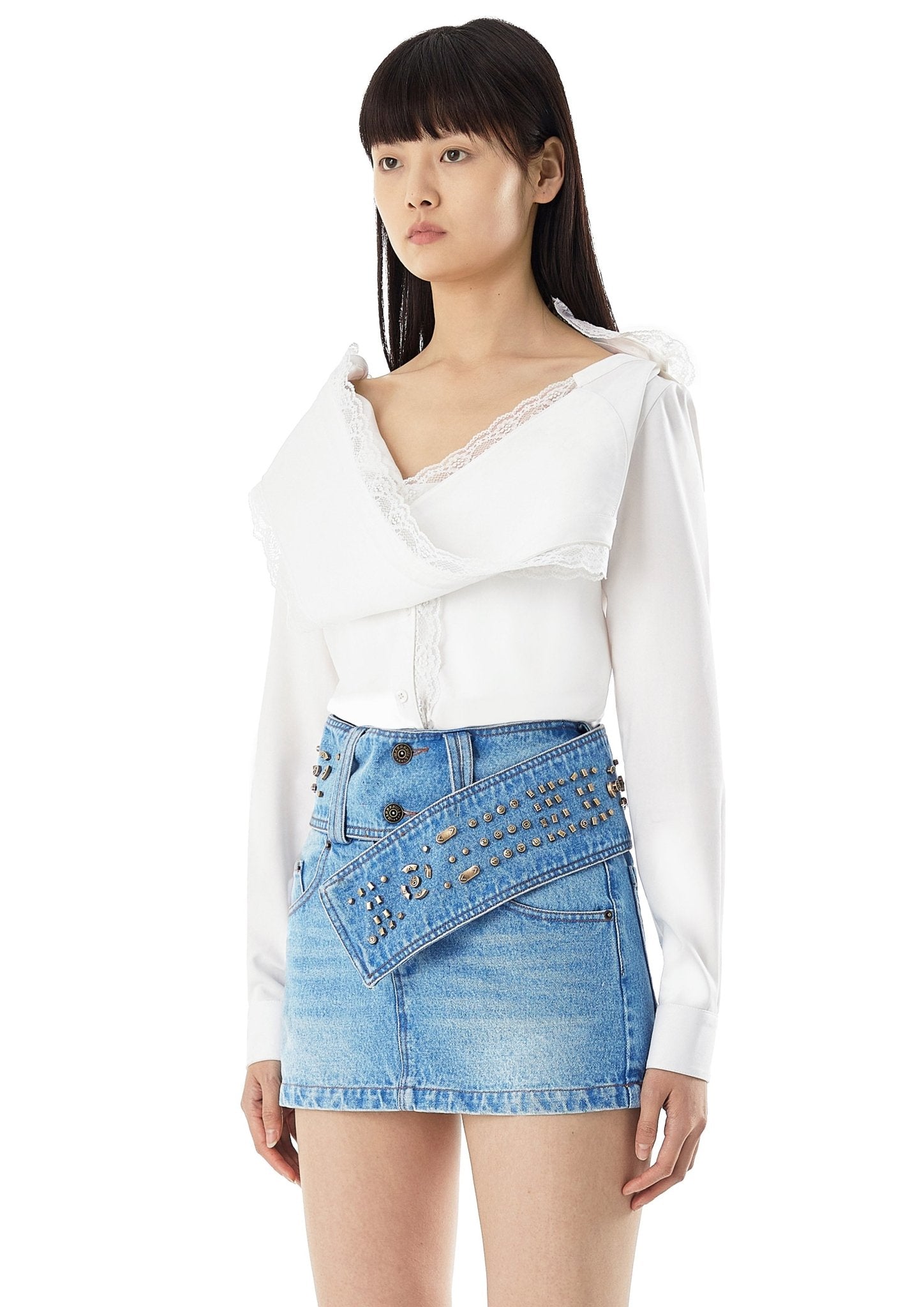 MARRKNULL White Surround Lace Blouse | MADA IN CHINA