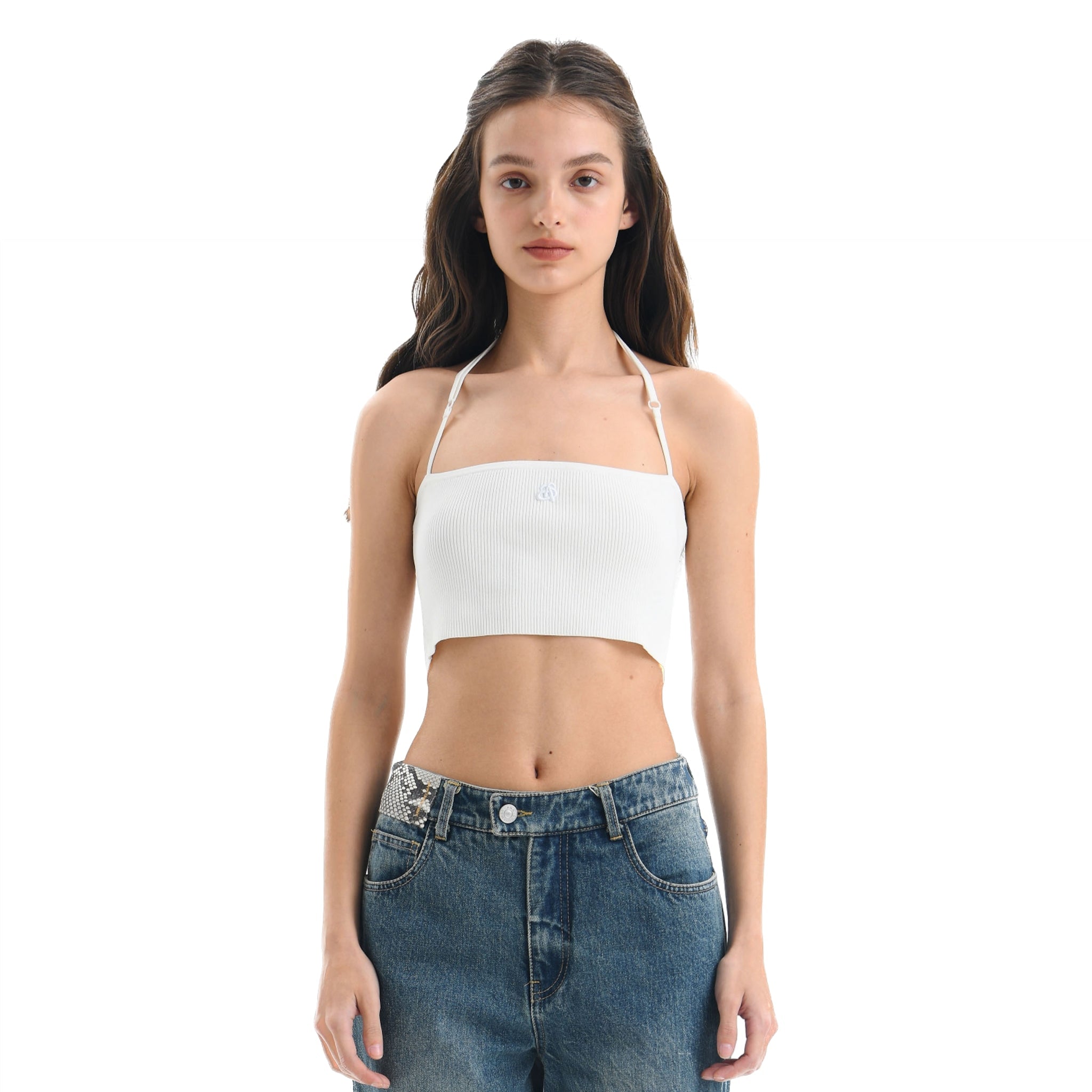 ANN ANDELMAN White Suspender Bandeau Top | MADA IN CHINA