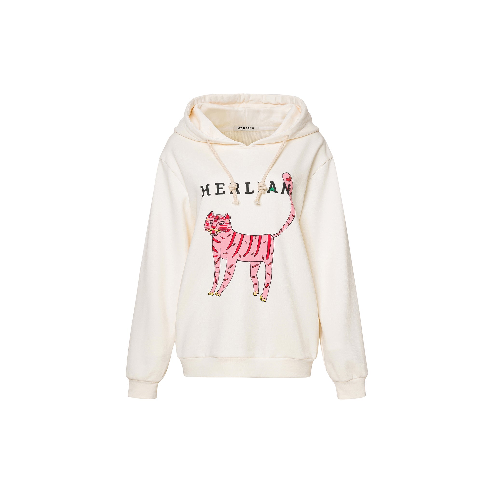 HERLIAN White Tiger Print Hoodie | MADA IN CHINA