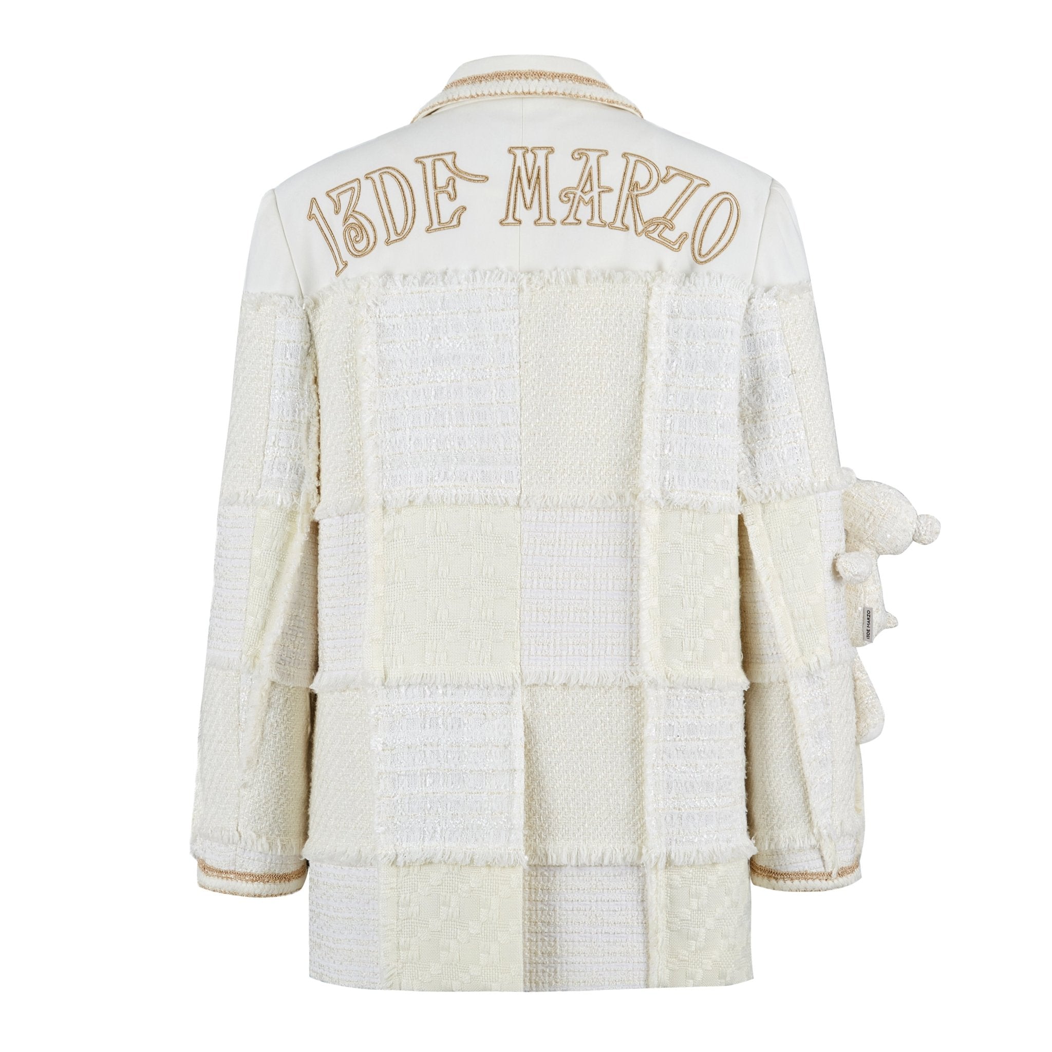 13DE MARZO White Tweed Patchwork Suit Coat | MADA IN CHINA