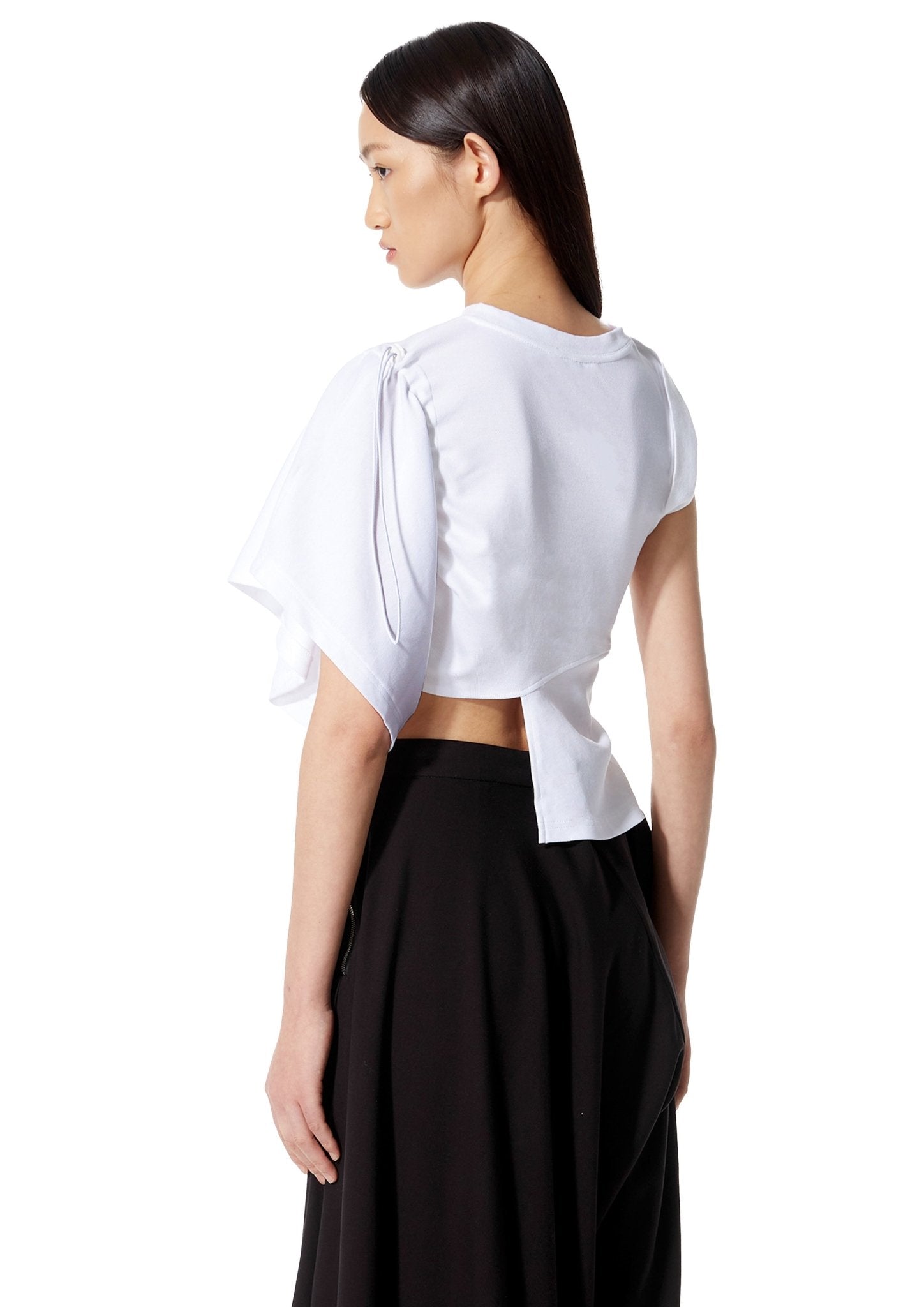 MARRKNULL White Twist Misplaced Polo Shirt | MADA IN CHINA