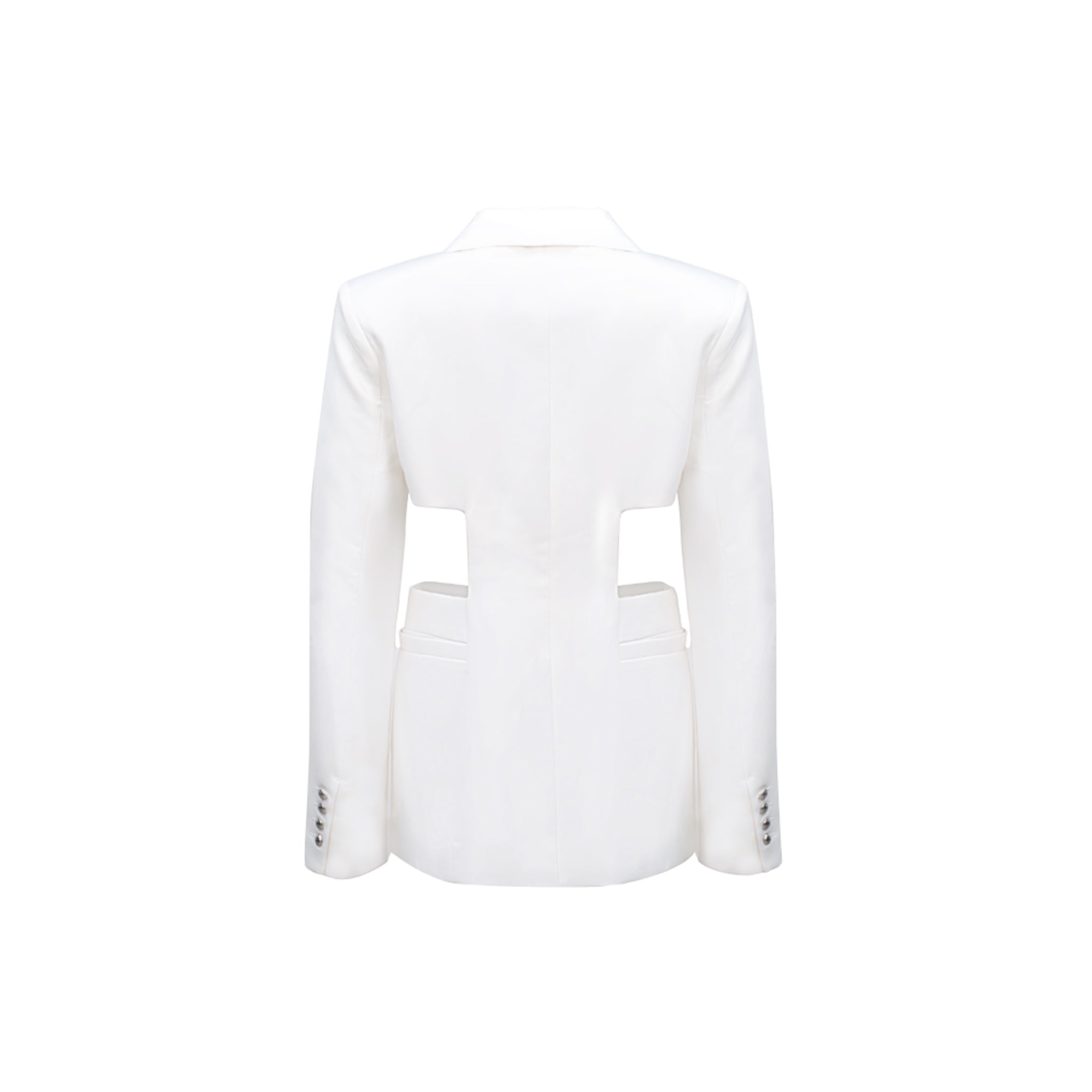 ANN ANDELMAN White Waistless Collar Label Jacket | MADA IN CHINA