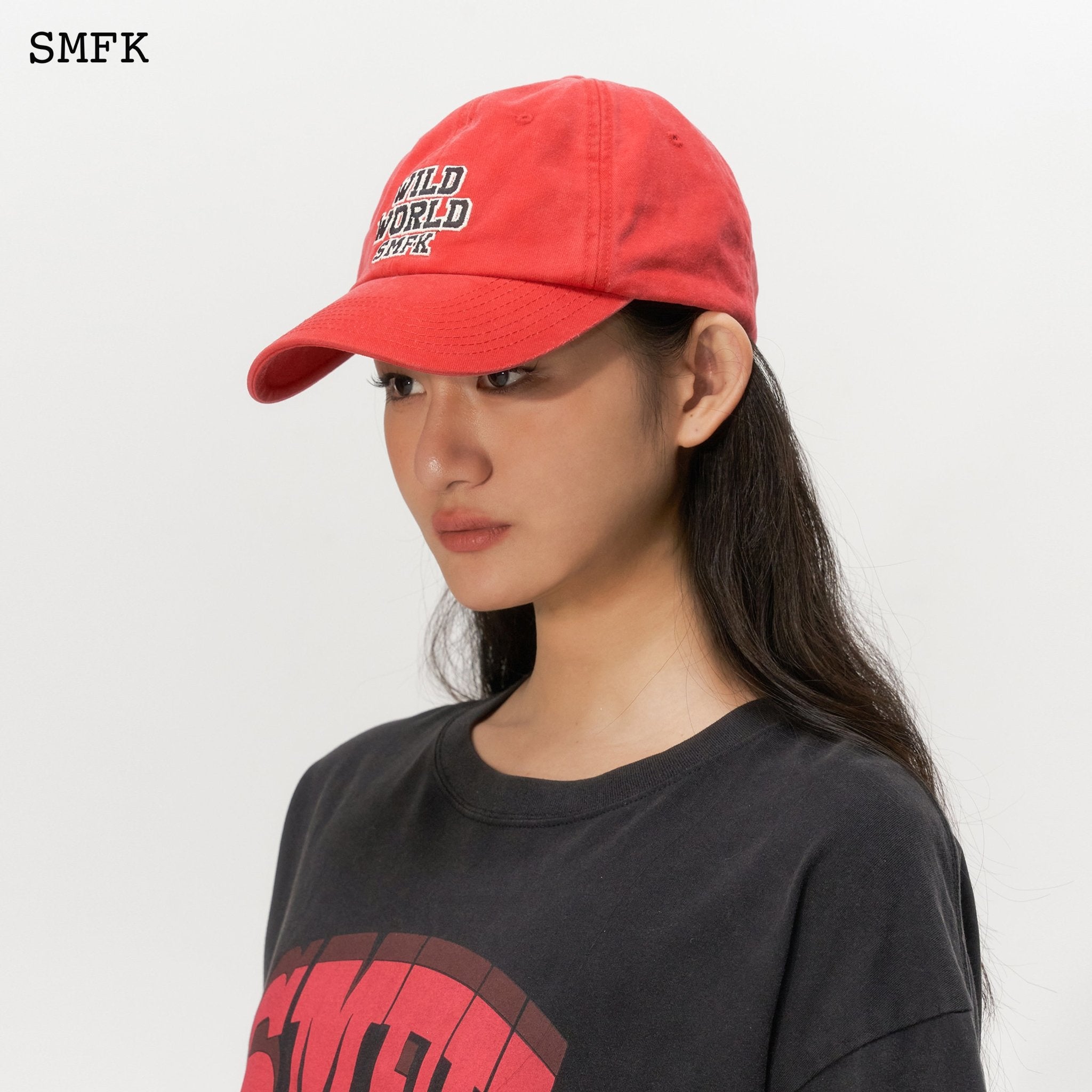 SMFK Wild World Warning Red Baseball Hat | MADA IN CHINA