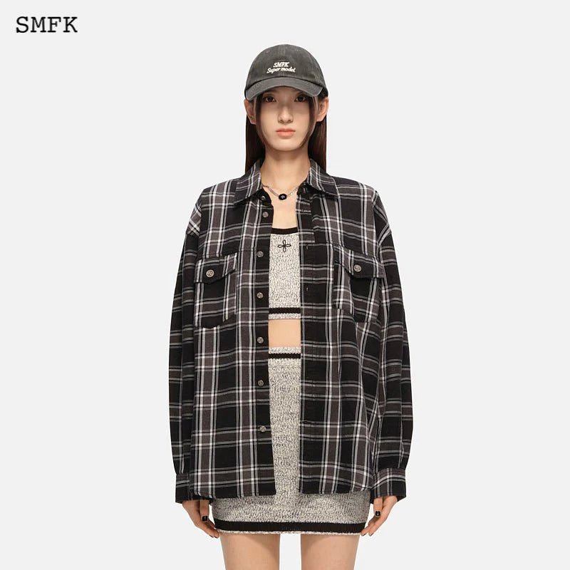 SMFK Wilderness World Black Plaid Workwear Shirt | MADA IN CHINA