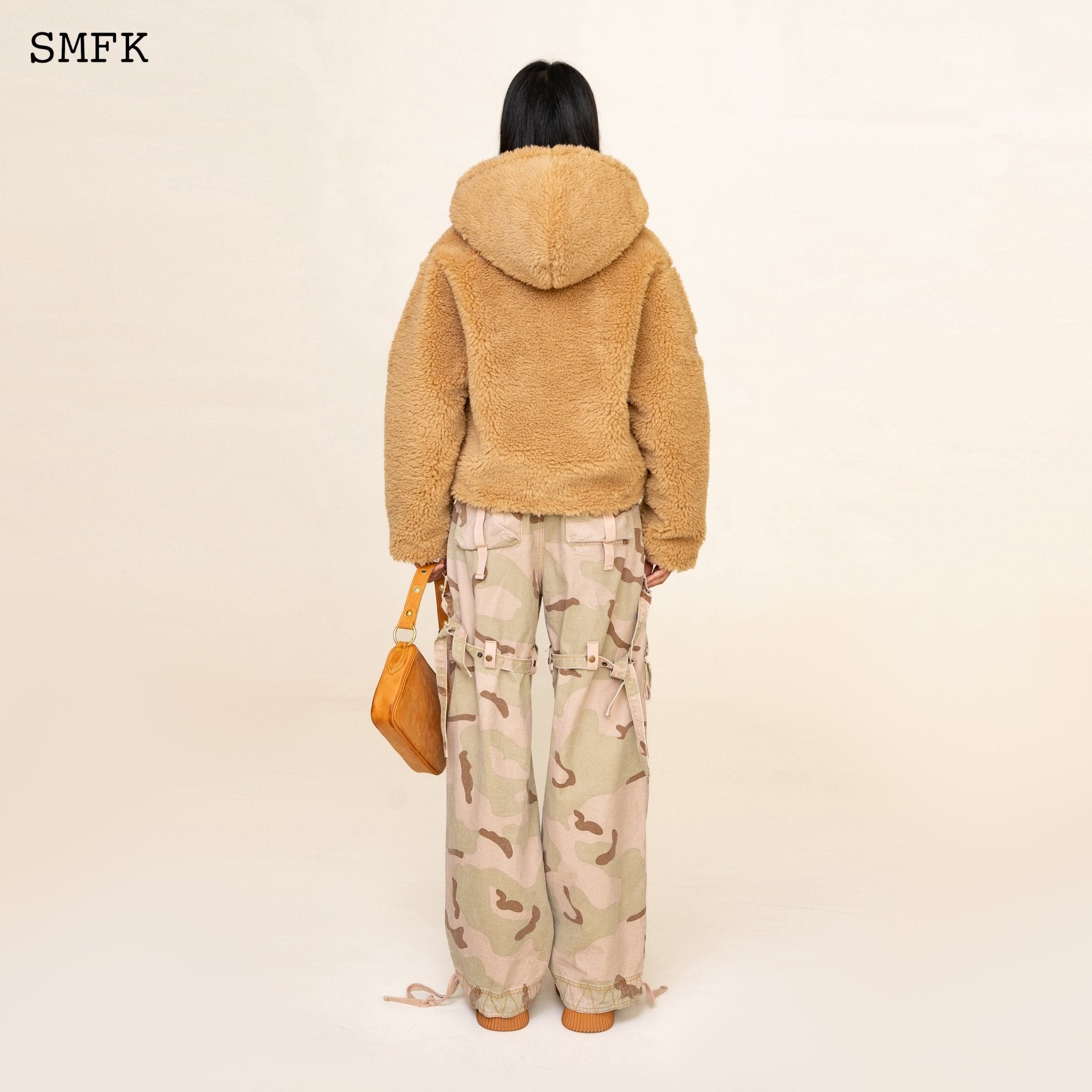 SMFK WildWorld Adventure Faux Fur Short Hoodie In Ginger | MADA IN CHINA