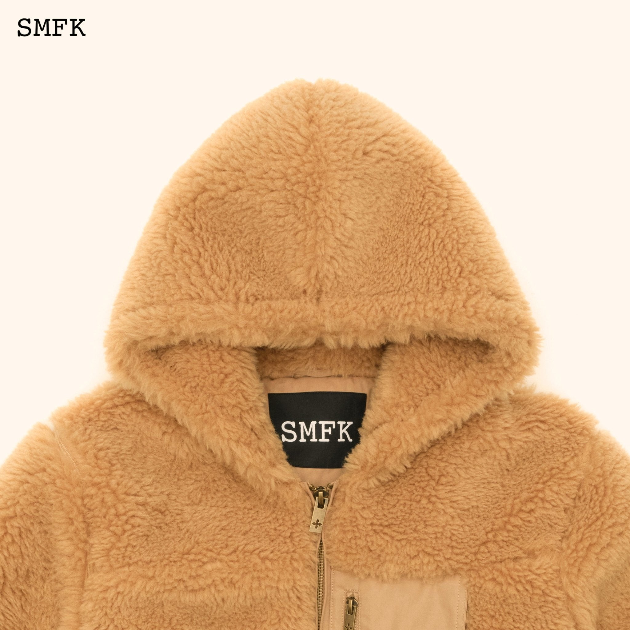 SMFK WildWorld Adventure Faux Fur Short Hoodie In Ginger | MADA IN CHINA