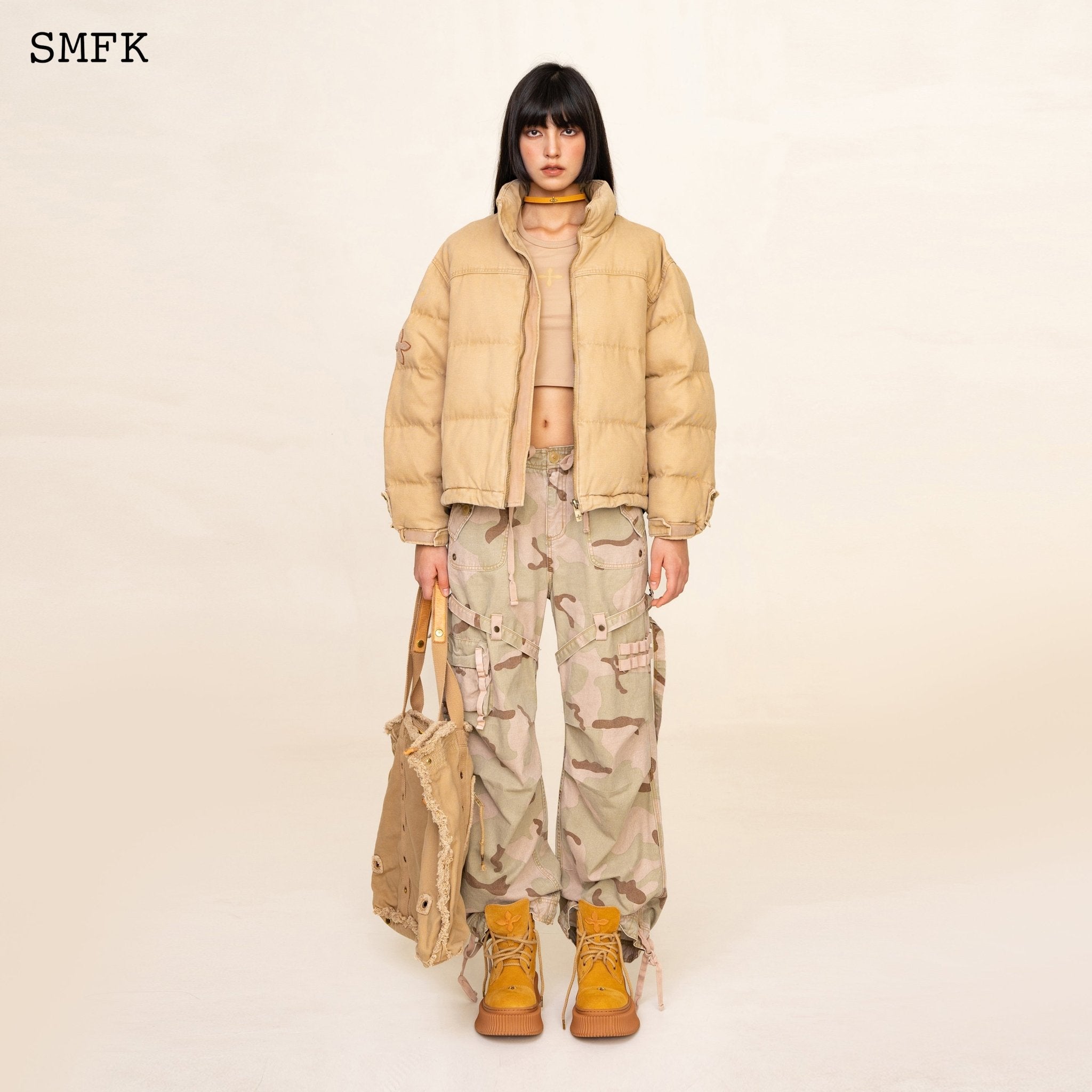 SMFK WildWorld Adventure Hiking Puffer Jacket In Wheat | MADA IN CHINA