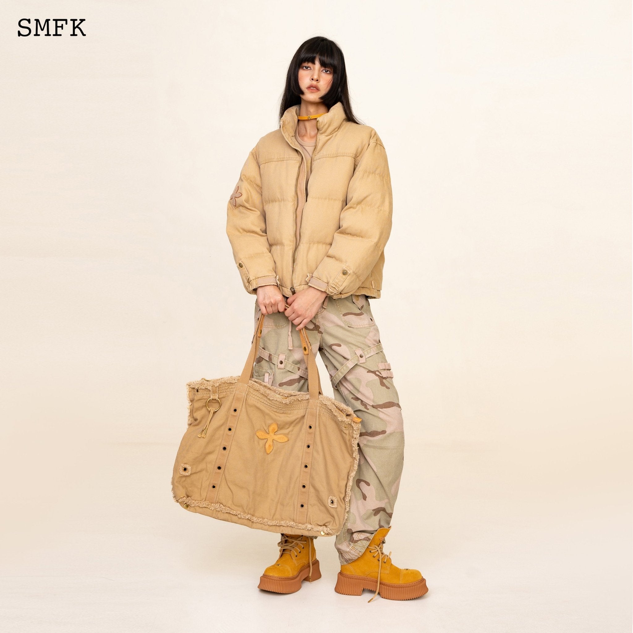 SMFK WildWorld Adventure Hiking Puffer Jacket In Wheat | MADA IN CHINA