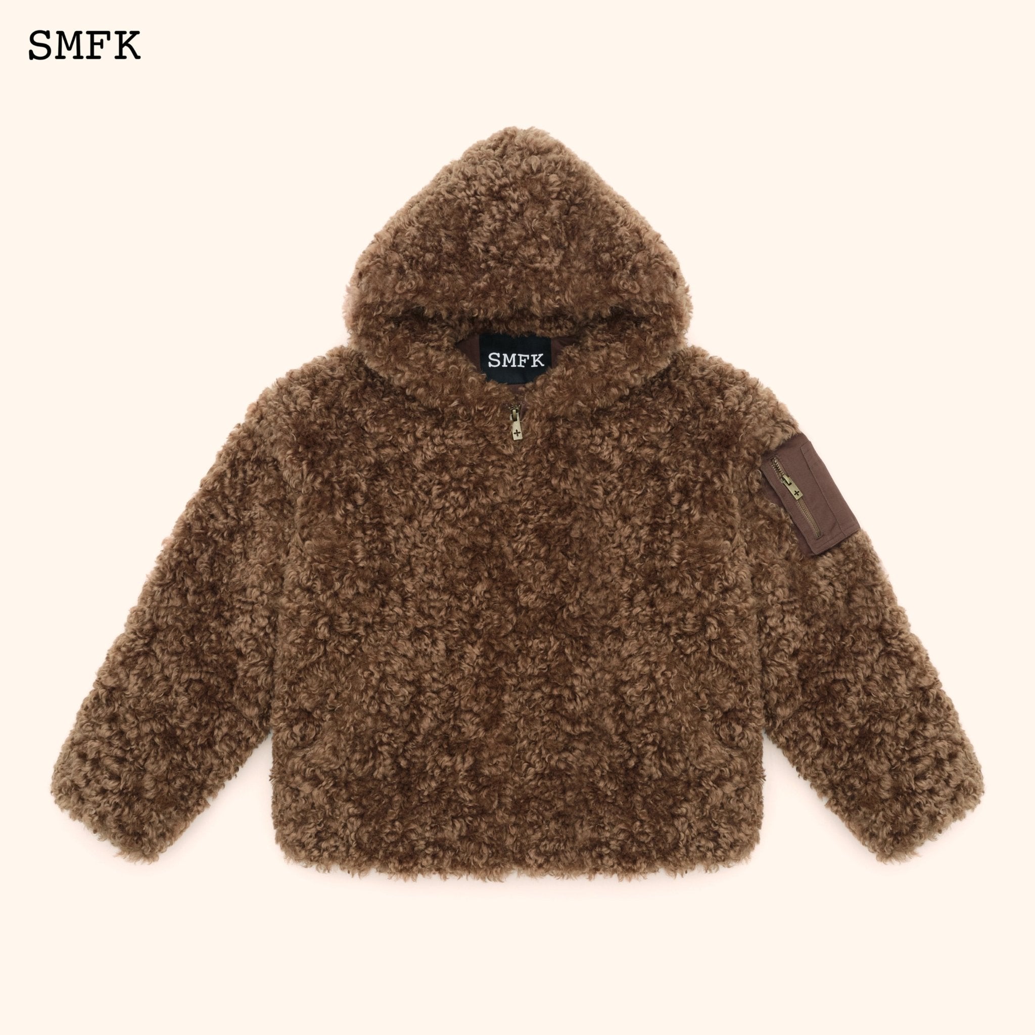 WildWorld Adventure Outdoor Faux Fur Hoodie In Brown | MADAX