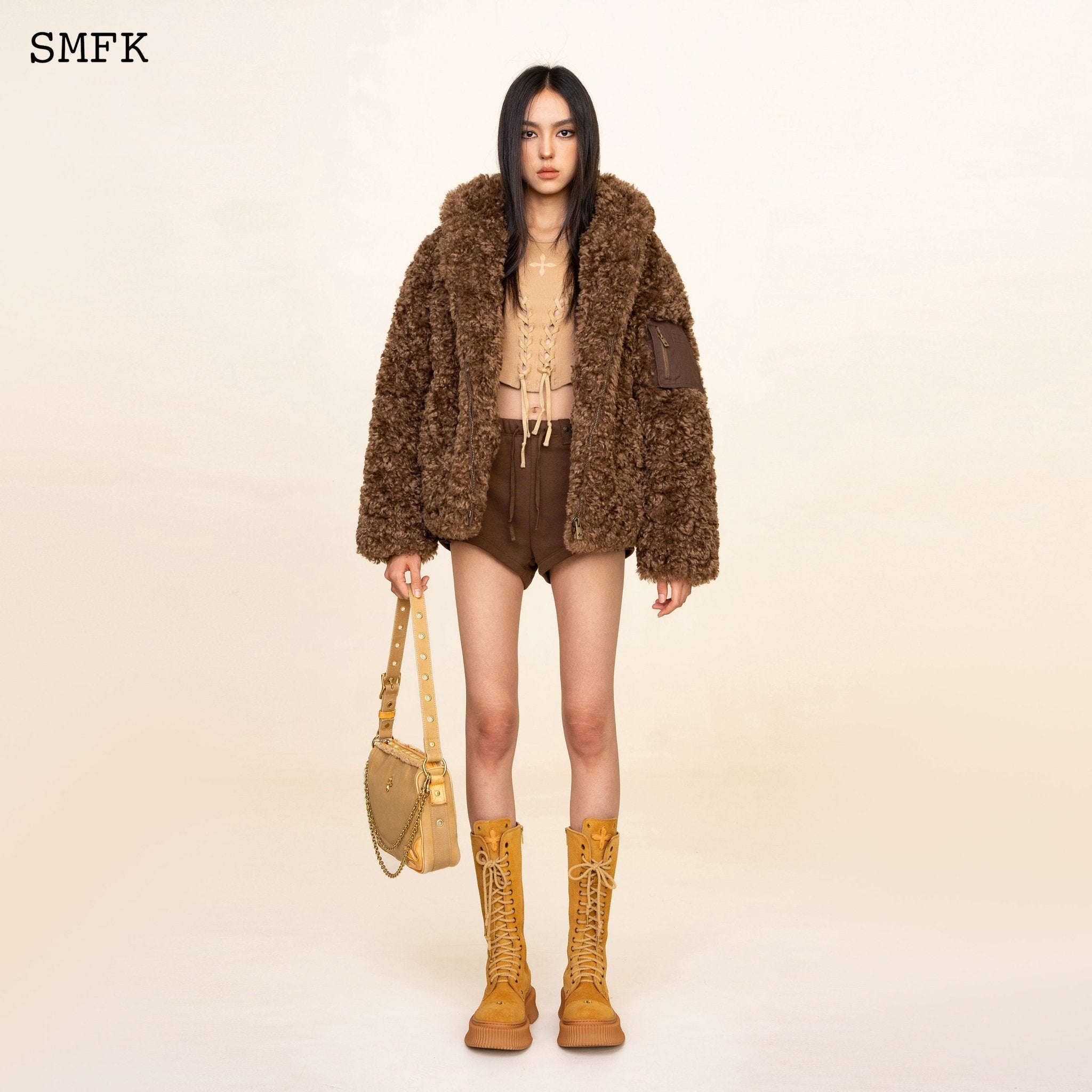 SMFK WildWorld Adventure Outdoor Faux Fur Hoodie In Brown | MADA IN CHINA