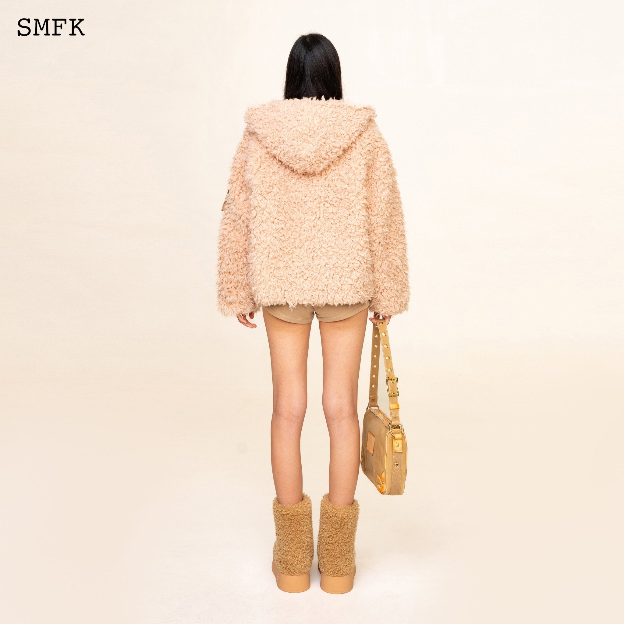 SMFK WildWorld Adventure Outdoor Faux Fur Hoodie In Cream | MADA IN CHINA