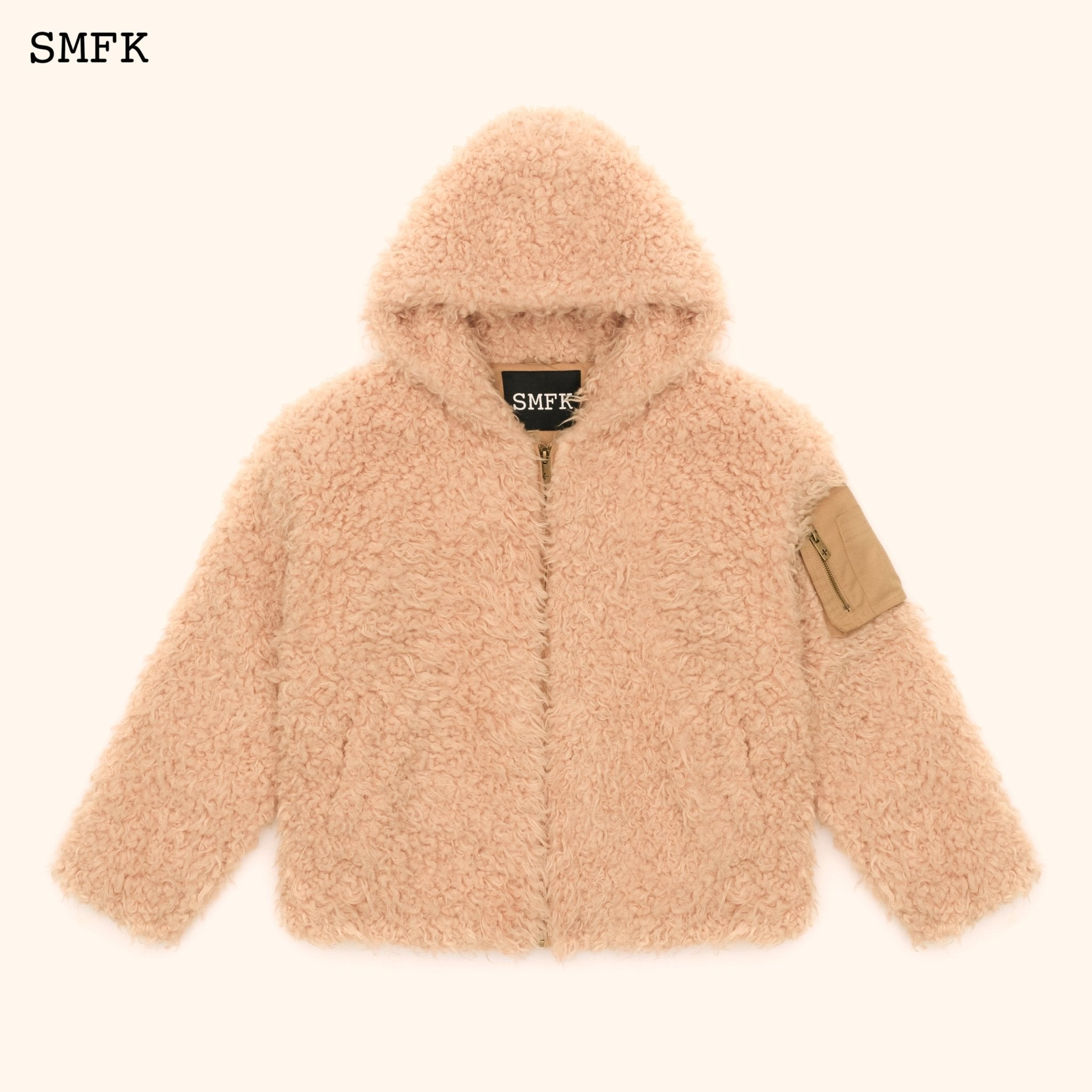 SMFK WildWorld Adventure Outdoor Faux Fur Hoodie In Cream | MADA IN CHINA