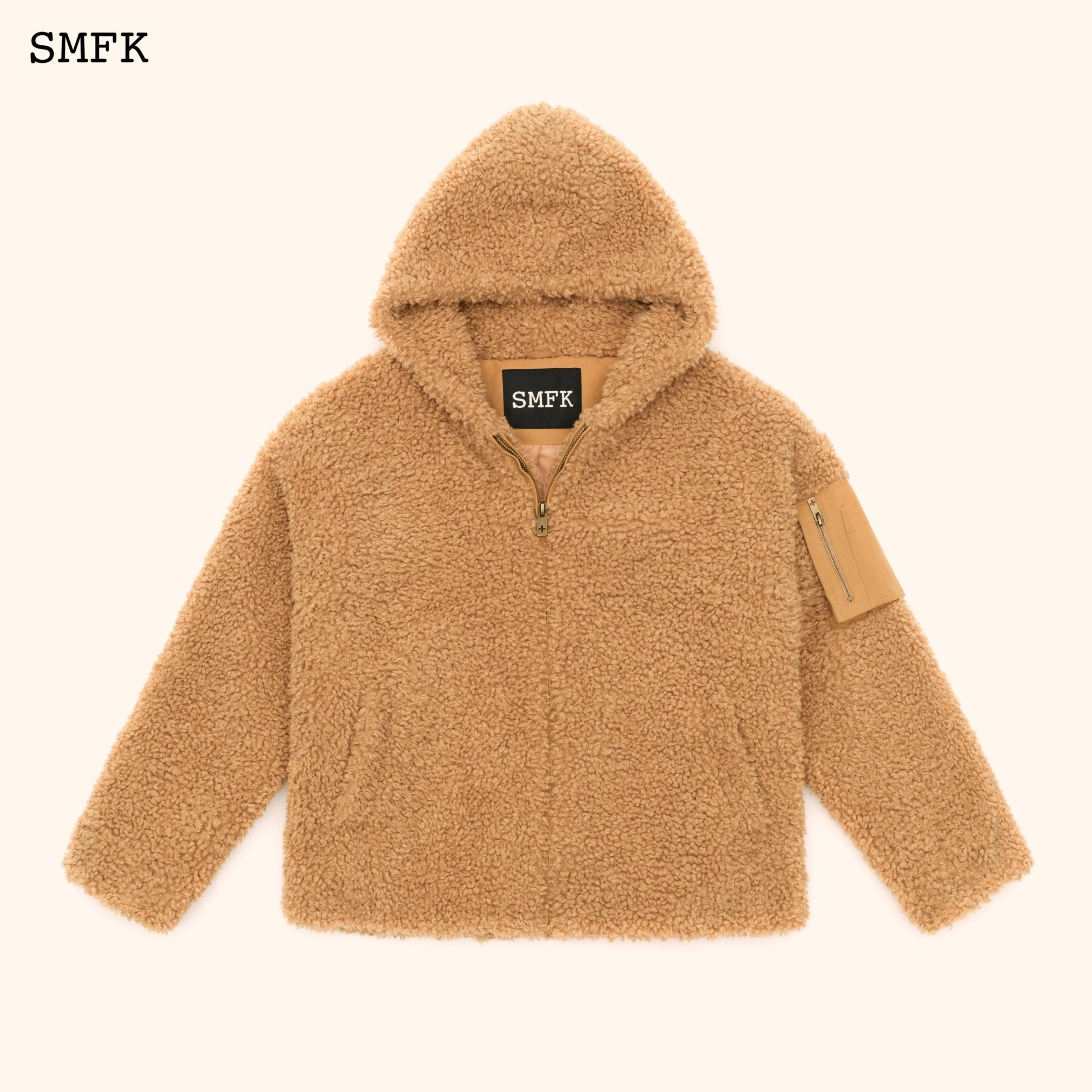 SMFK WildWorld Adventure Outdoor Faux Fur Hoodie In Wheat | MADA IN CHINA