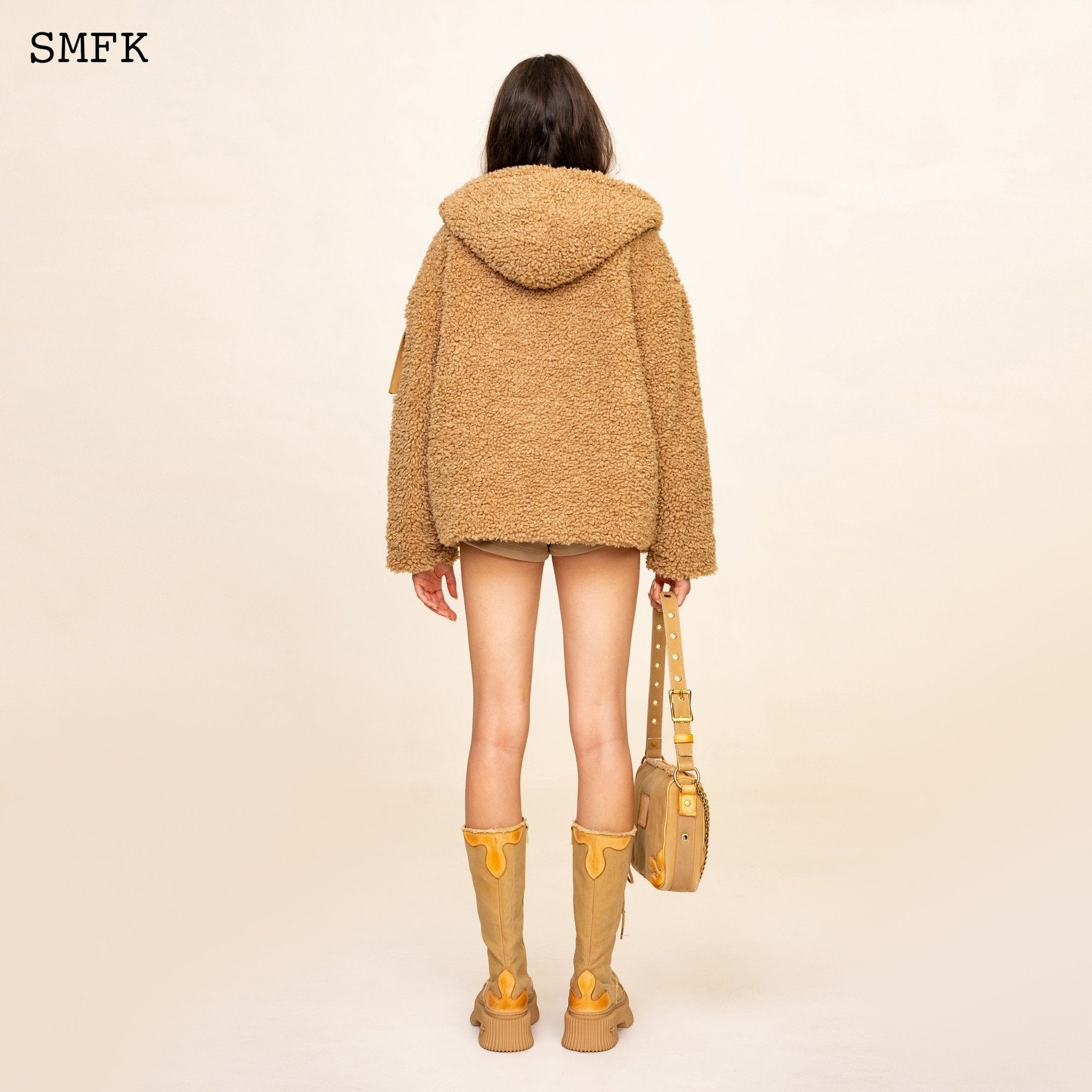 SMFK WildWorld Adventure Outdoor Faux Fur Hoodie In Wheat | MADA IN CHINA