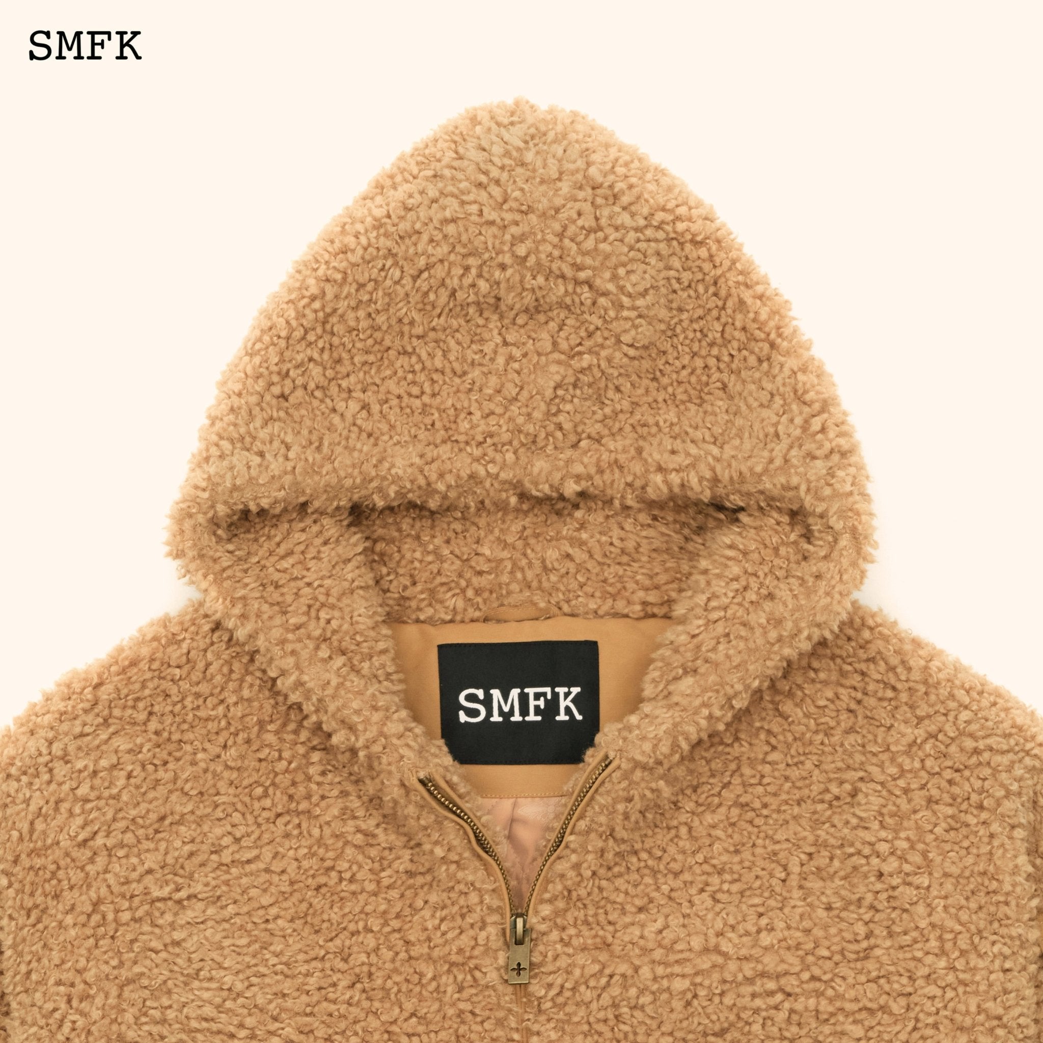 SMFK WildWorld Adventure Outdoor Faux Fur Hoodie In Wheat | MADA IN CHINA