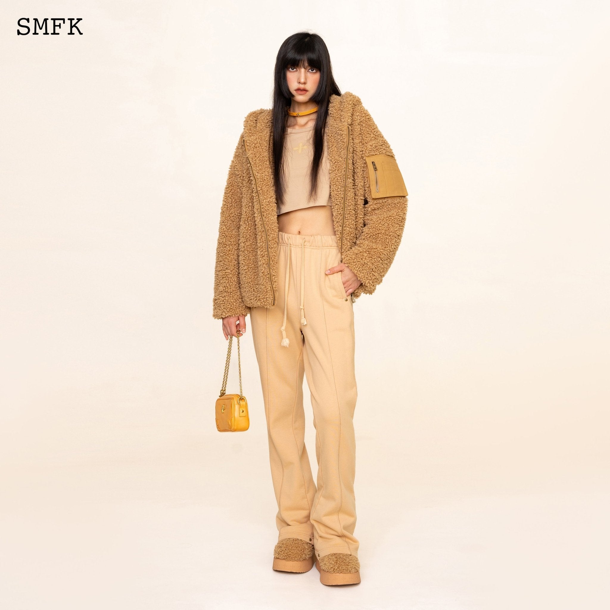 SMFK WildWorld Adventure Outdoor Faux Fur Hoodie In Wheat | MADA IN CHINA