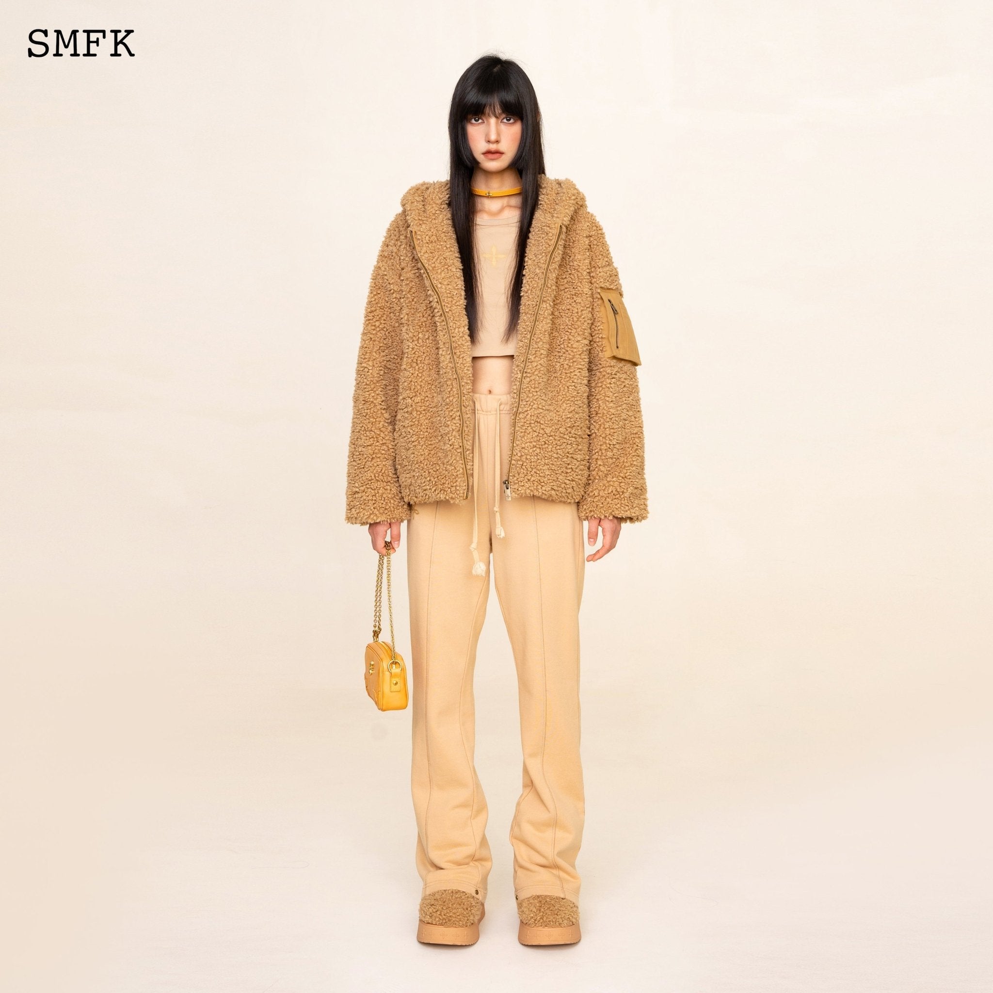 SMFK WildWorld Adventure Outdoor Faux Fur Hoodie In Wheat | MADA IN CHINA