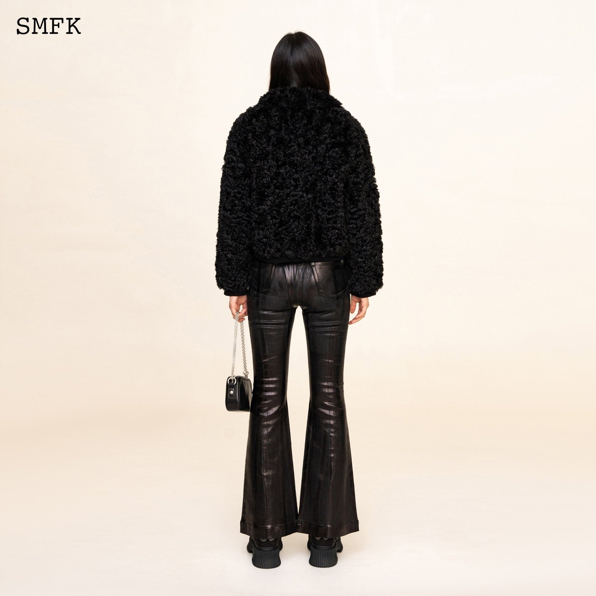 WildWorld Adventure Short Faux Fur Jacket In Black | MADAX