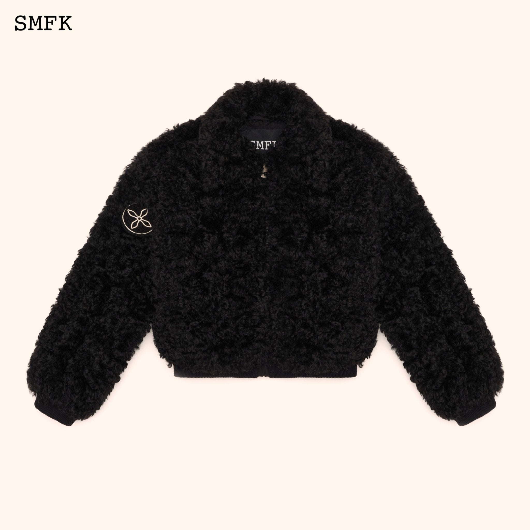 WildWorld Adventure Short Faux Fur Jacket In Black | MADAX