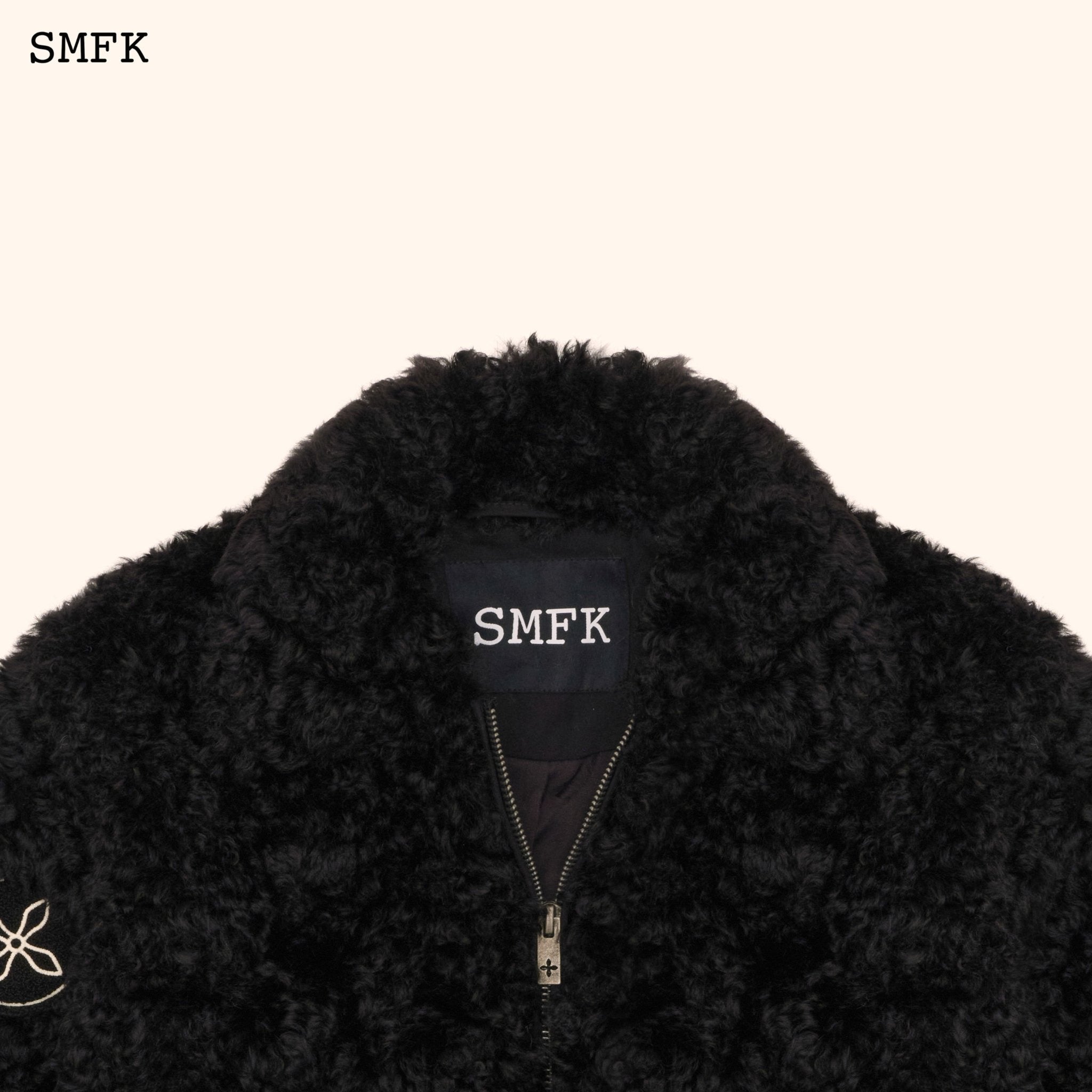 SMFK WildWorld Adventure Short Faux Fur Jacket In Black | MADA IN CHINA