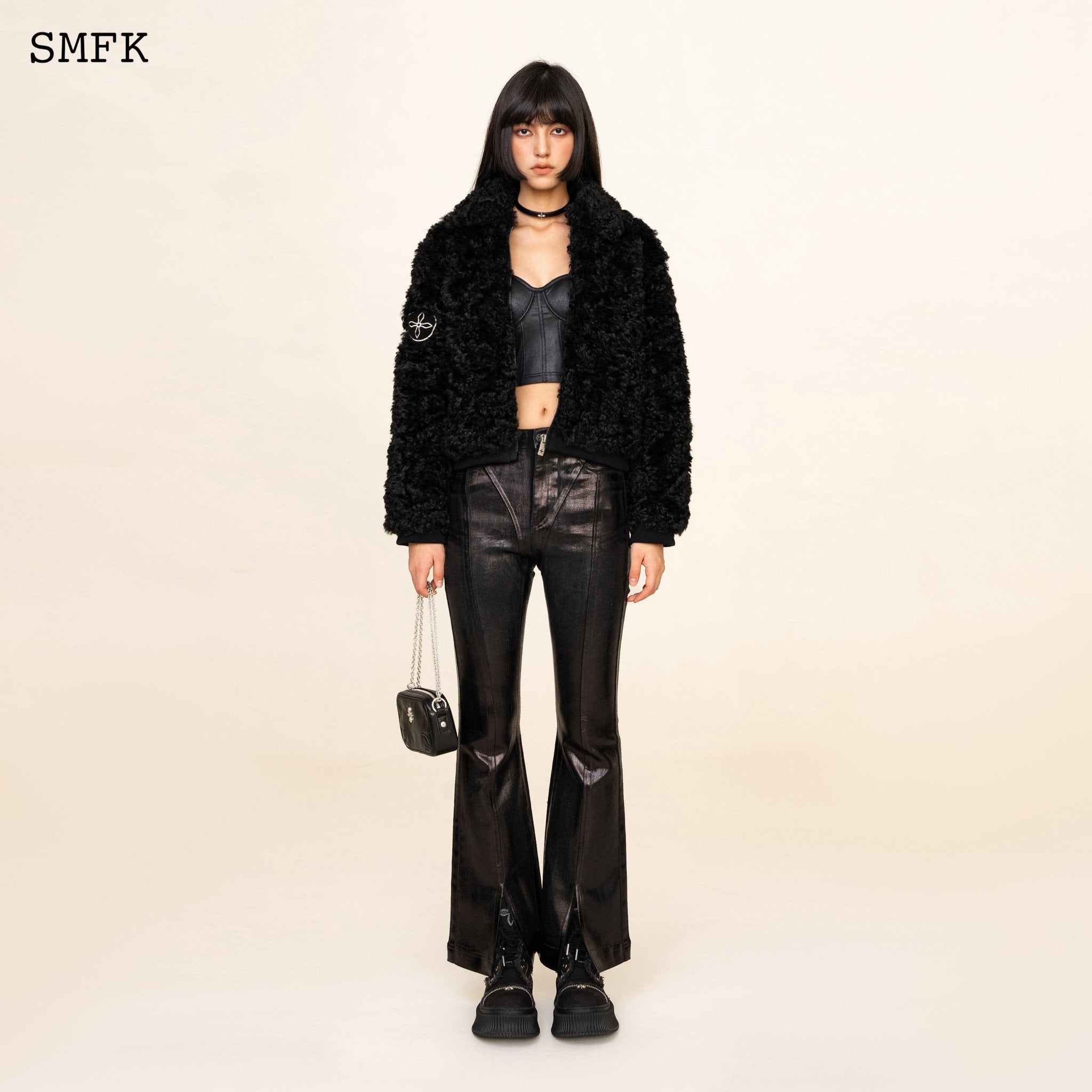 SMFK WildWorld Adventure Short Faux Fur Jacket In Black | MADA IN CHINA