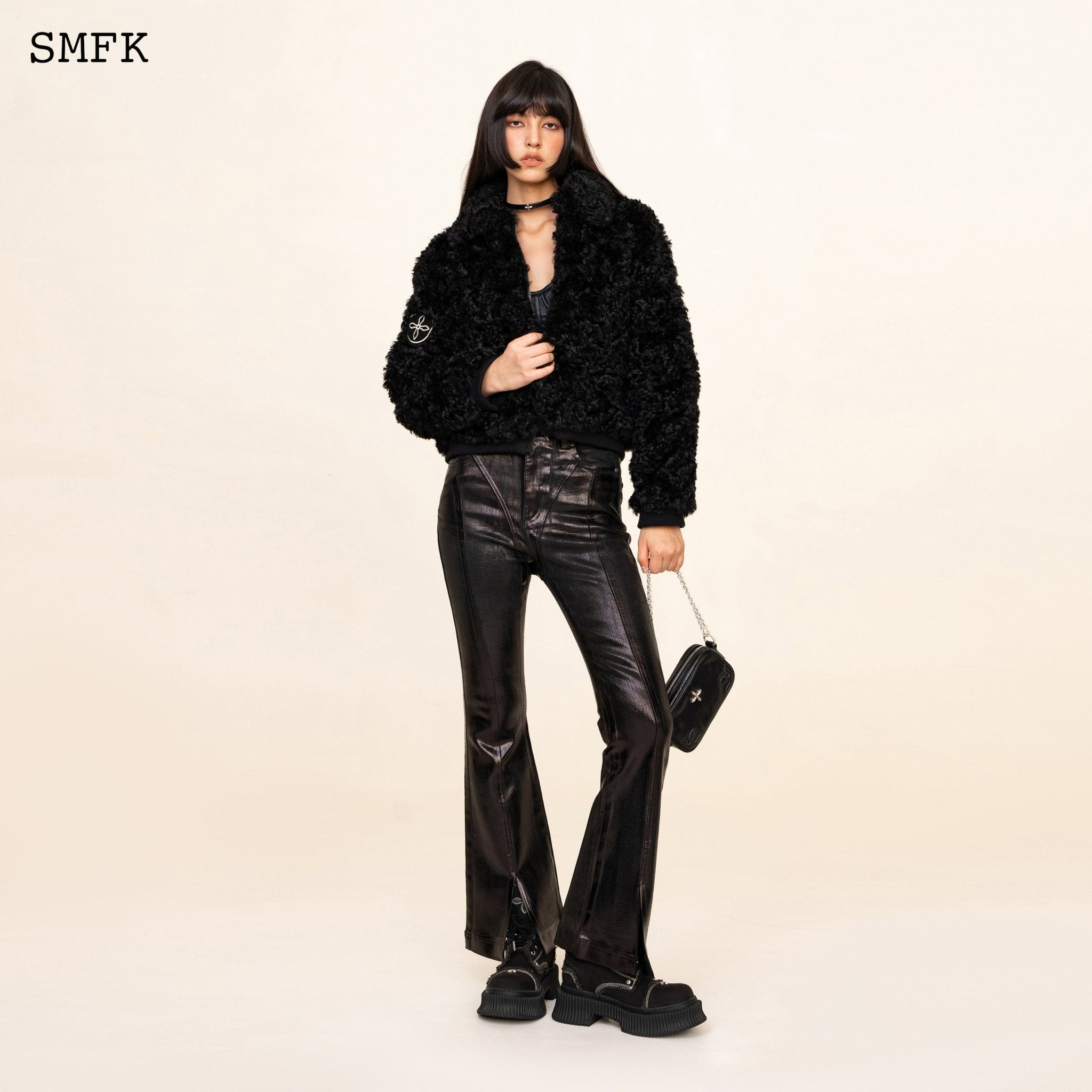 SMFK WildWorld Adventure Short Faux Fur Jacket In Black | MADA IN CHINA