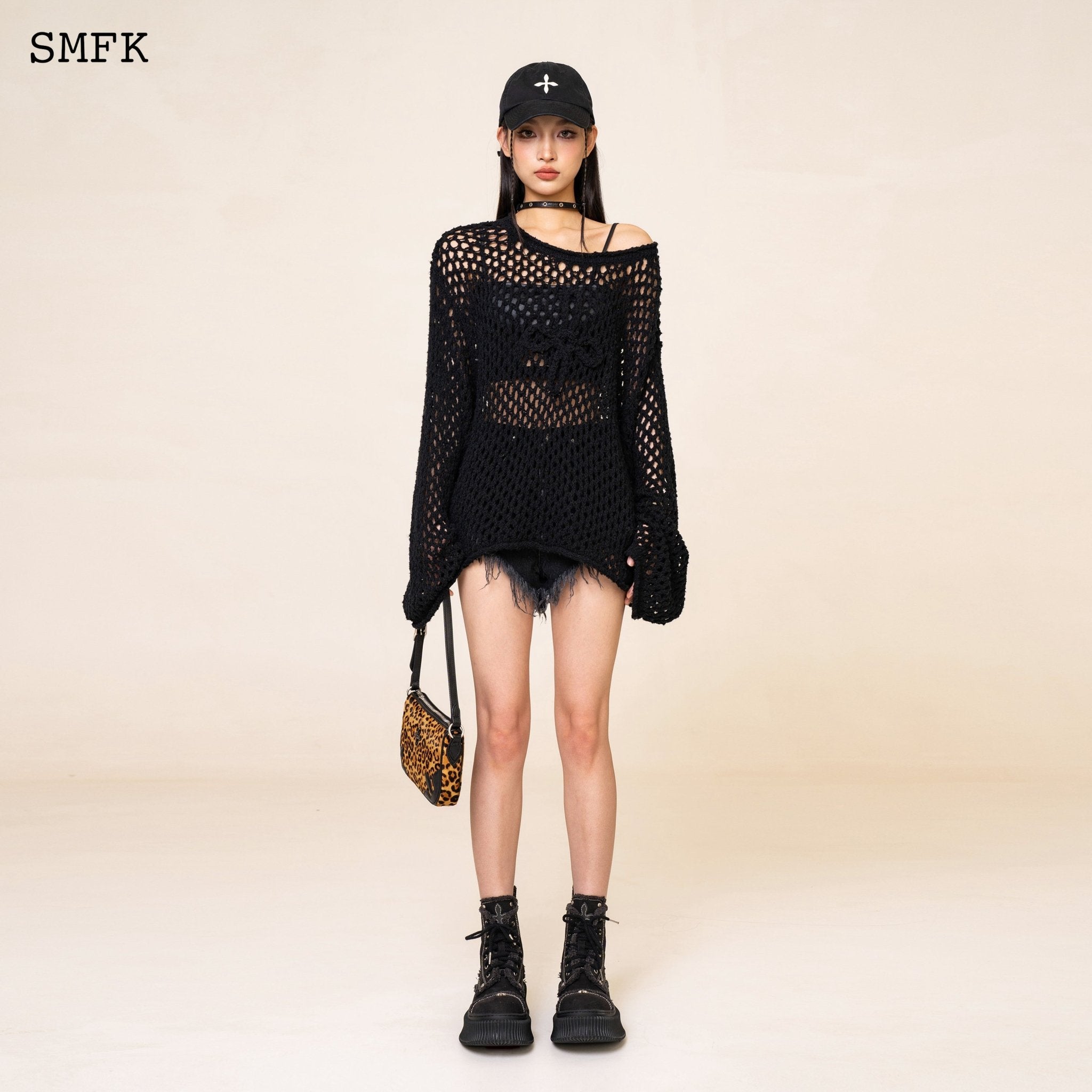 SMFK WildWorld Black Spider Web Hoodie Smock | MADA IN CHINA