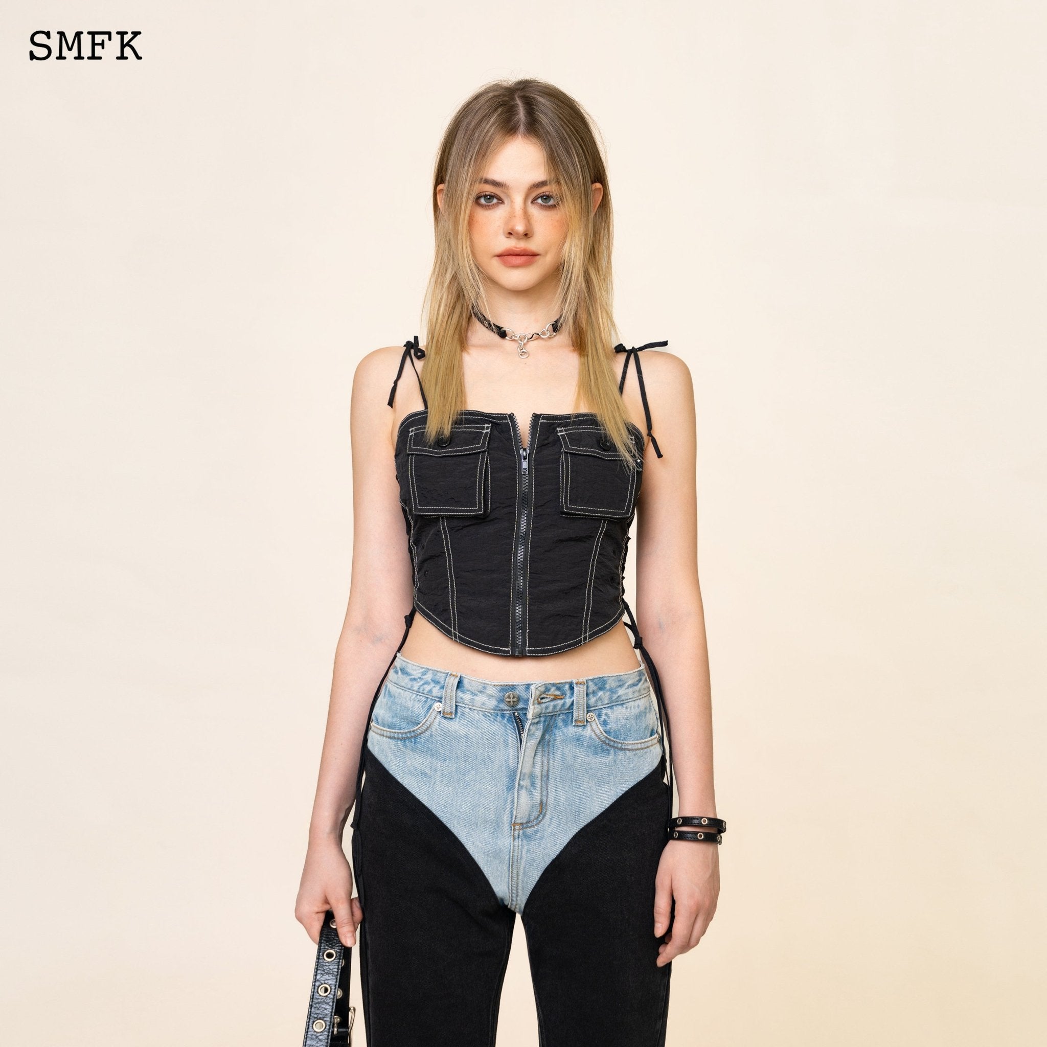 WildWorld Black Stray Paratrooper Corset Tube Top | MADAX