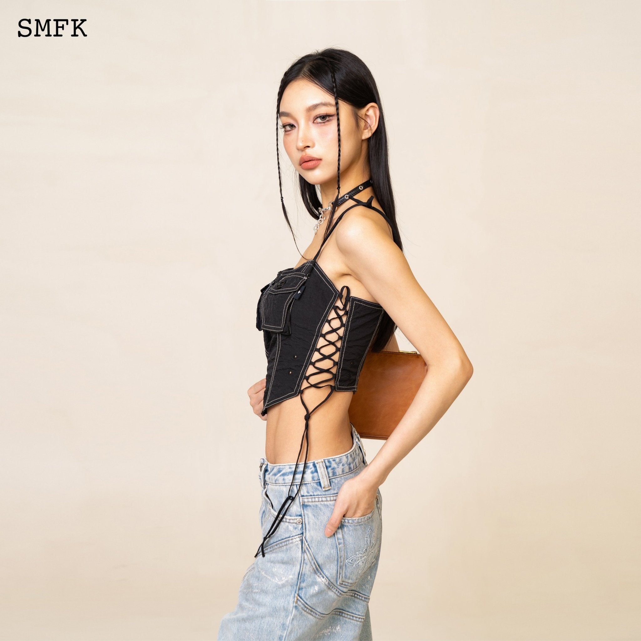 WildWorld Black Stray Paratrooper Corset Tube Top | MADAX