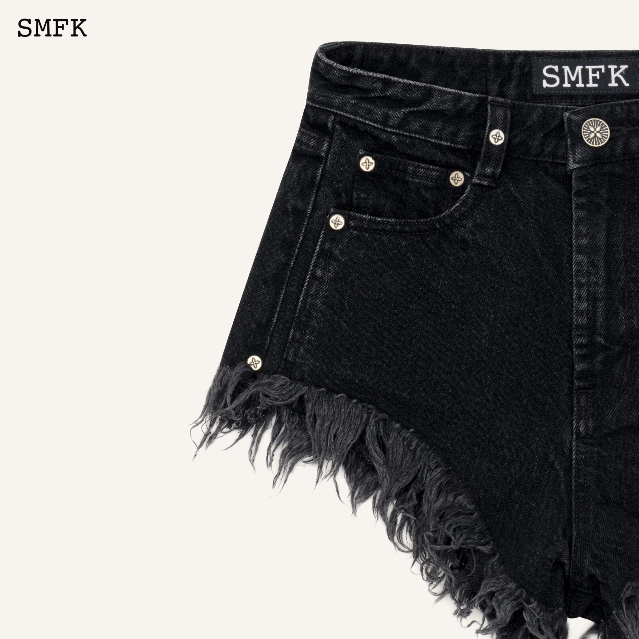 SMFK WildWorld Black Stray Shorts Jeans | MADA IN CHINA