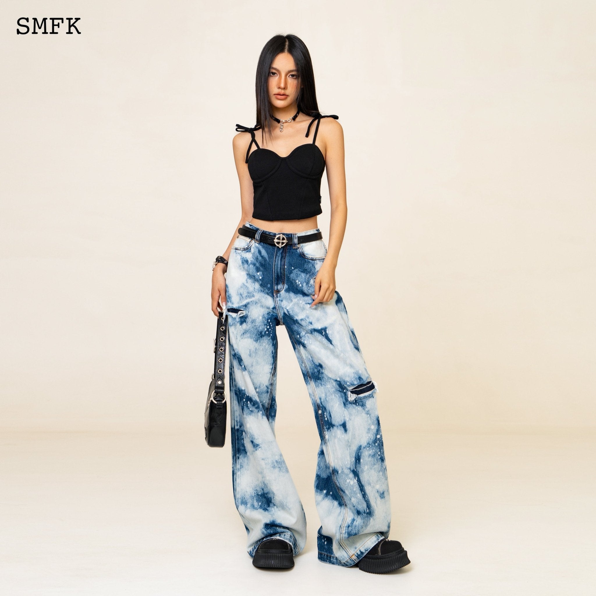 SMFK WildWorld Camouflage Loose Jeans Ocean Blue | MADA IN CHINA