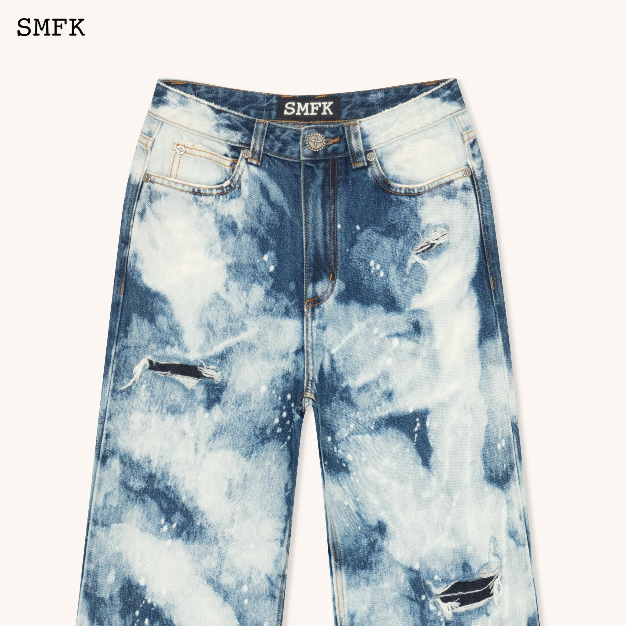 SMFK WildWorld Camouflage Loose Jeans Ocean Blue | MADA IN CHINA