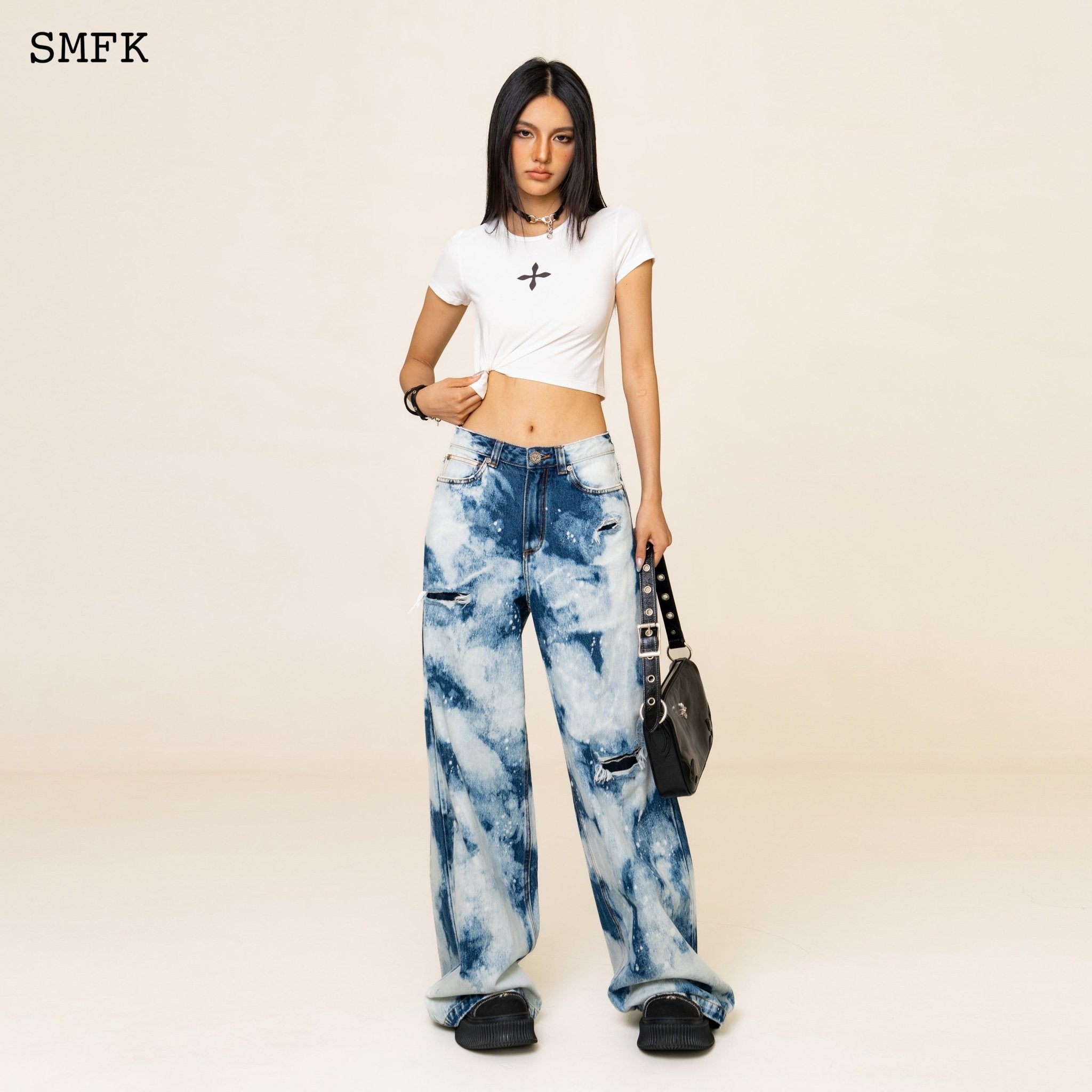 SMFK WildWorld Camouflage Loose Jeans Ocean Blue | MADA IN CHINA