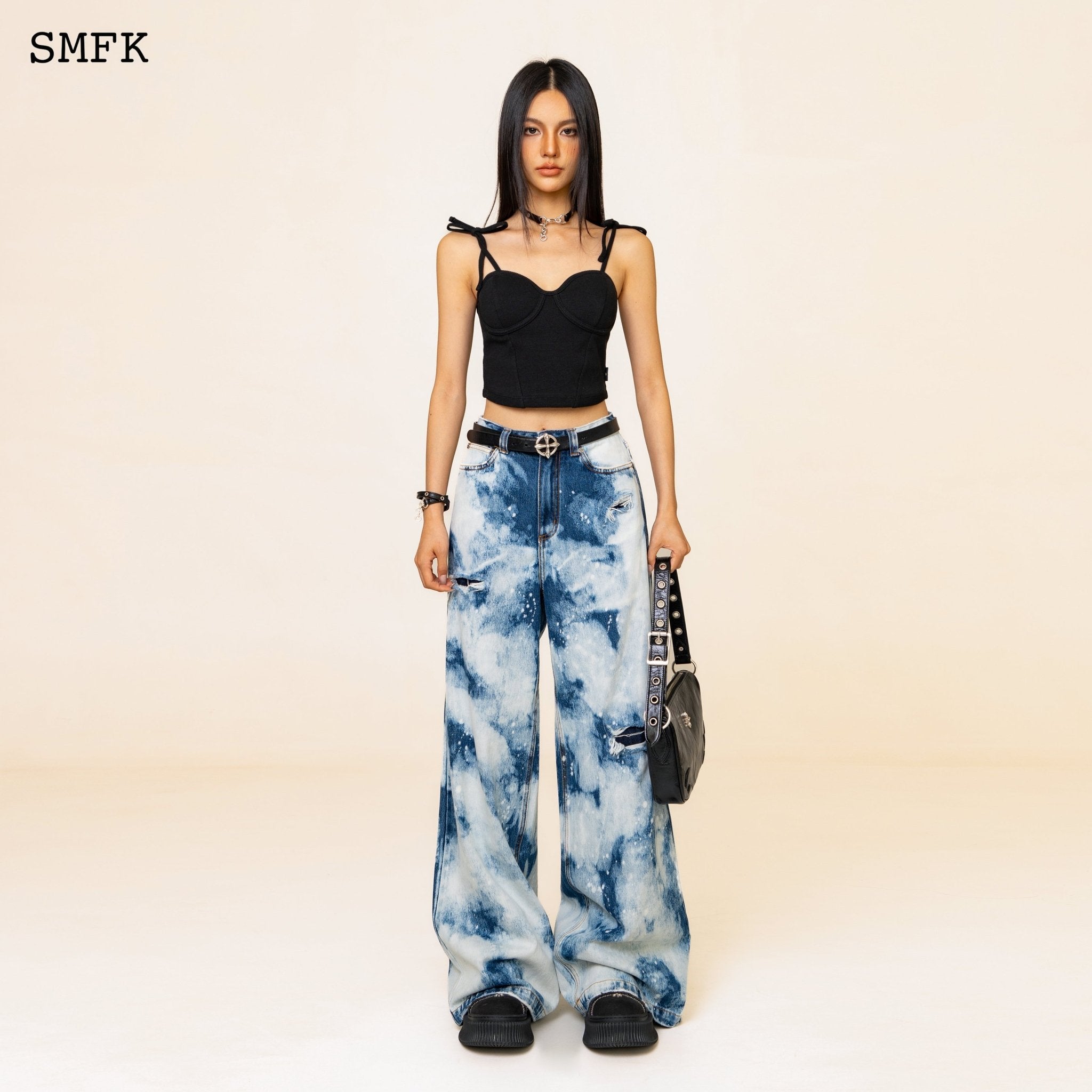 SMFK WildWorld Camouflage Loose Jeans Ocean Blue | MADA IN CHINA