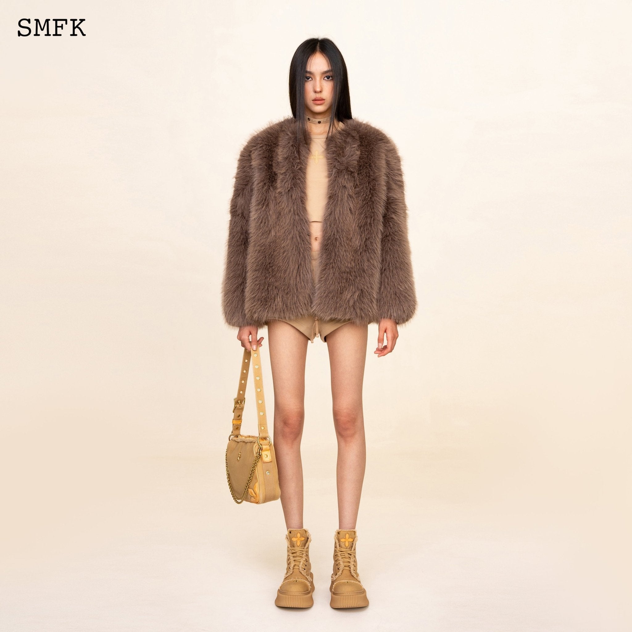 SMFK WildWorld Classic Faux Fur Jacket In Purple | MADA IN CHINA