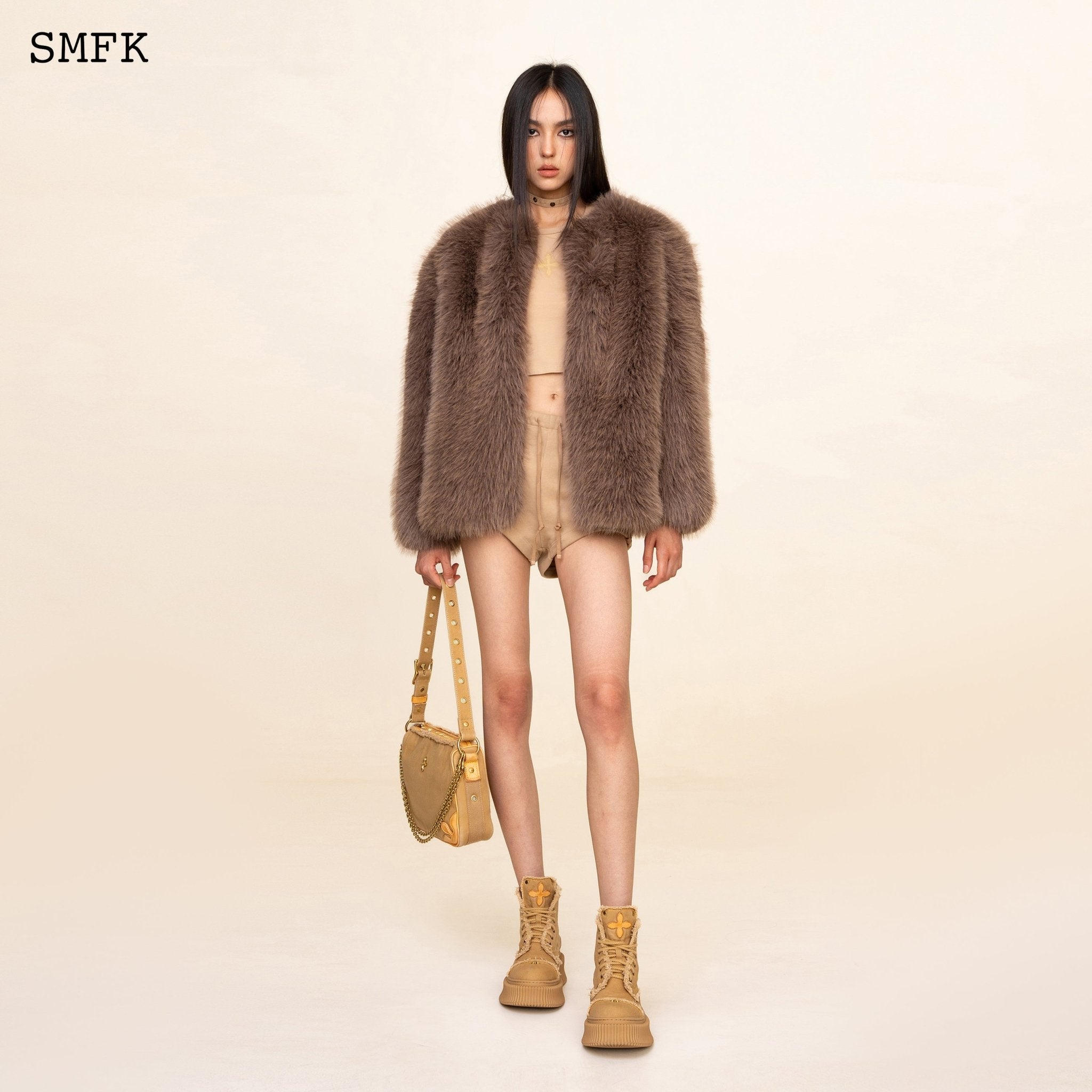 SMFK WildWorld Classic Faux Fur Jacket In Purple | MADA IN CHINA