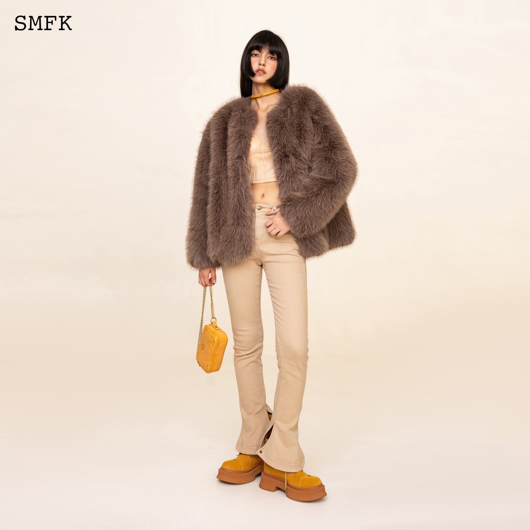 SMFK WildWorld Classic Faux Fur Jacket In Purple | MADA IN CHINA