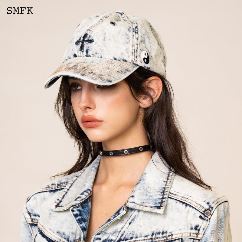 SMFK WildWorld Cross Denim Cream Baseball Cap | MADA IN CHINA