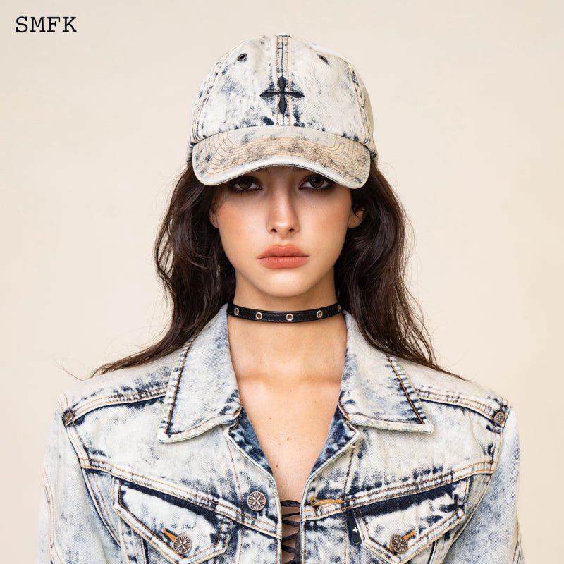 SMFK WildWorld Cross Denim Cream Baseball Cap | MADA IN CHINA