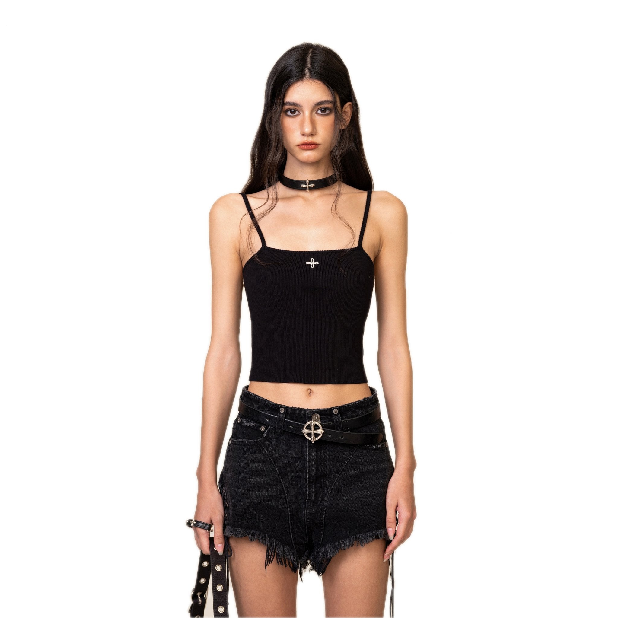 SMFK WildWorld Cross Riding Knitted Vest Top In Black | MADA IN CHINA